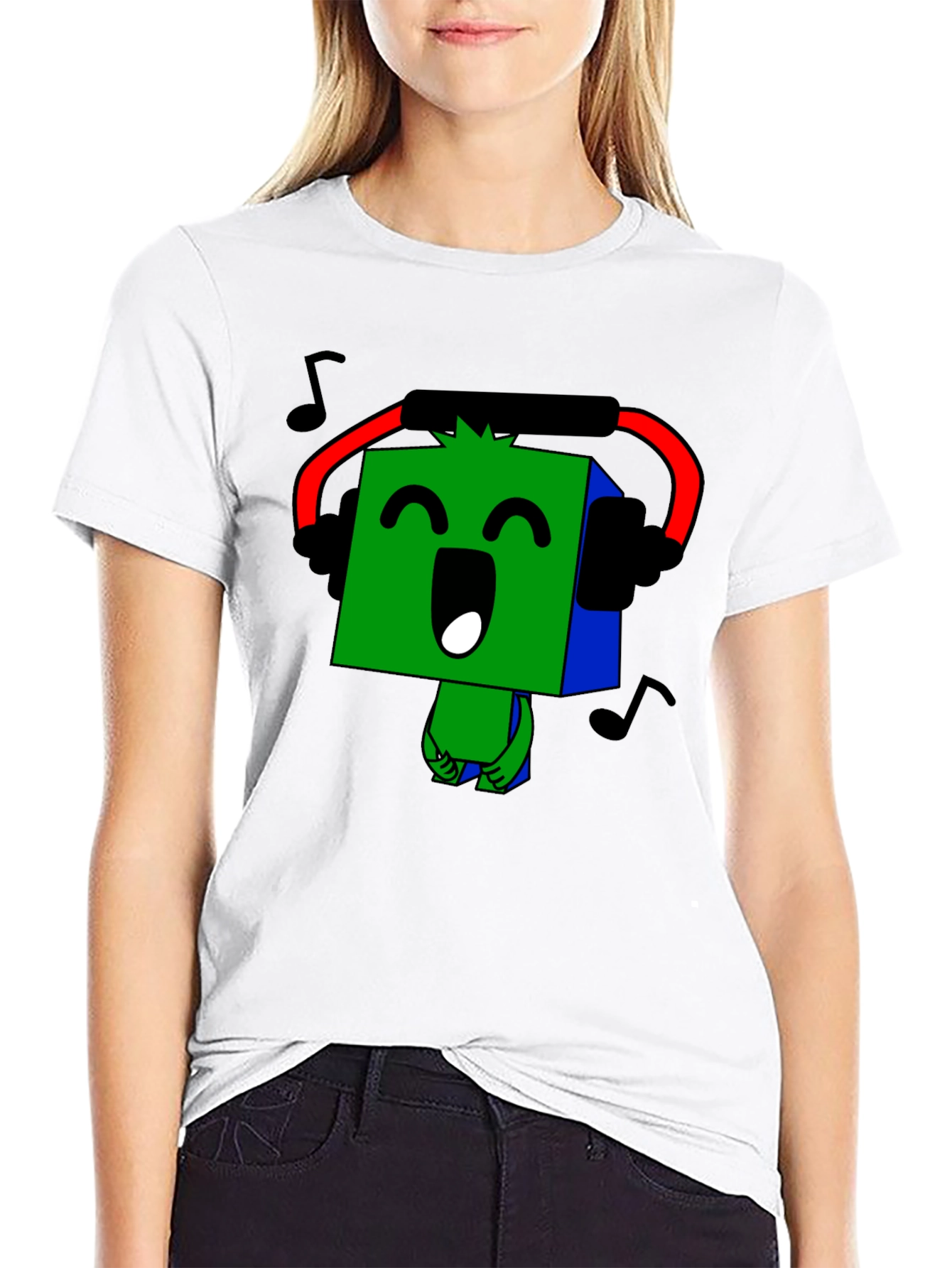 Musical Block Character Graphic Tee - Black