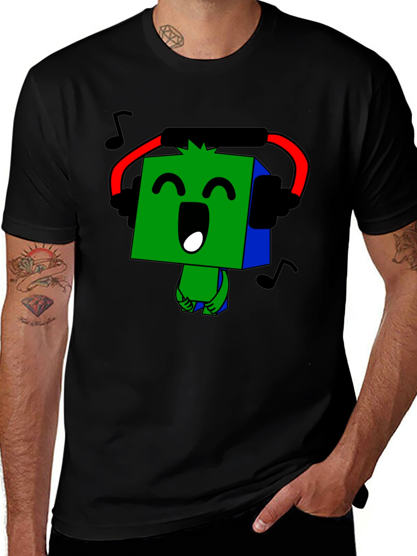 Musical Block Character Graphic Tee - Black