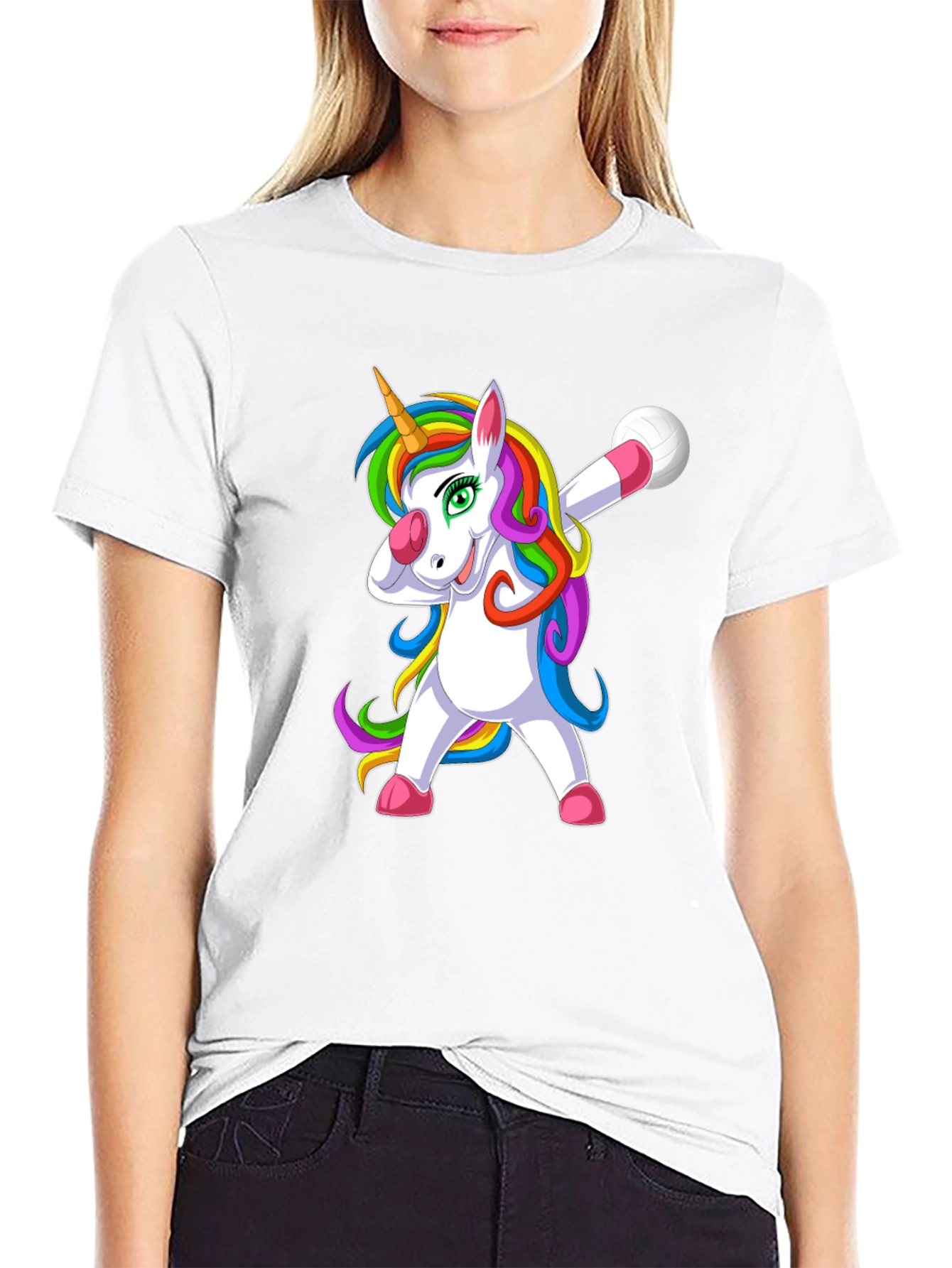 Dabbing Unicorn Volleyball T-Shirt - Black