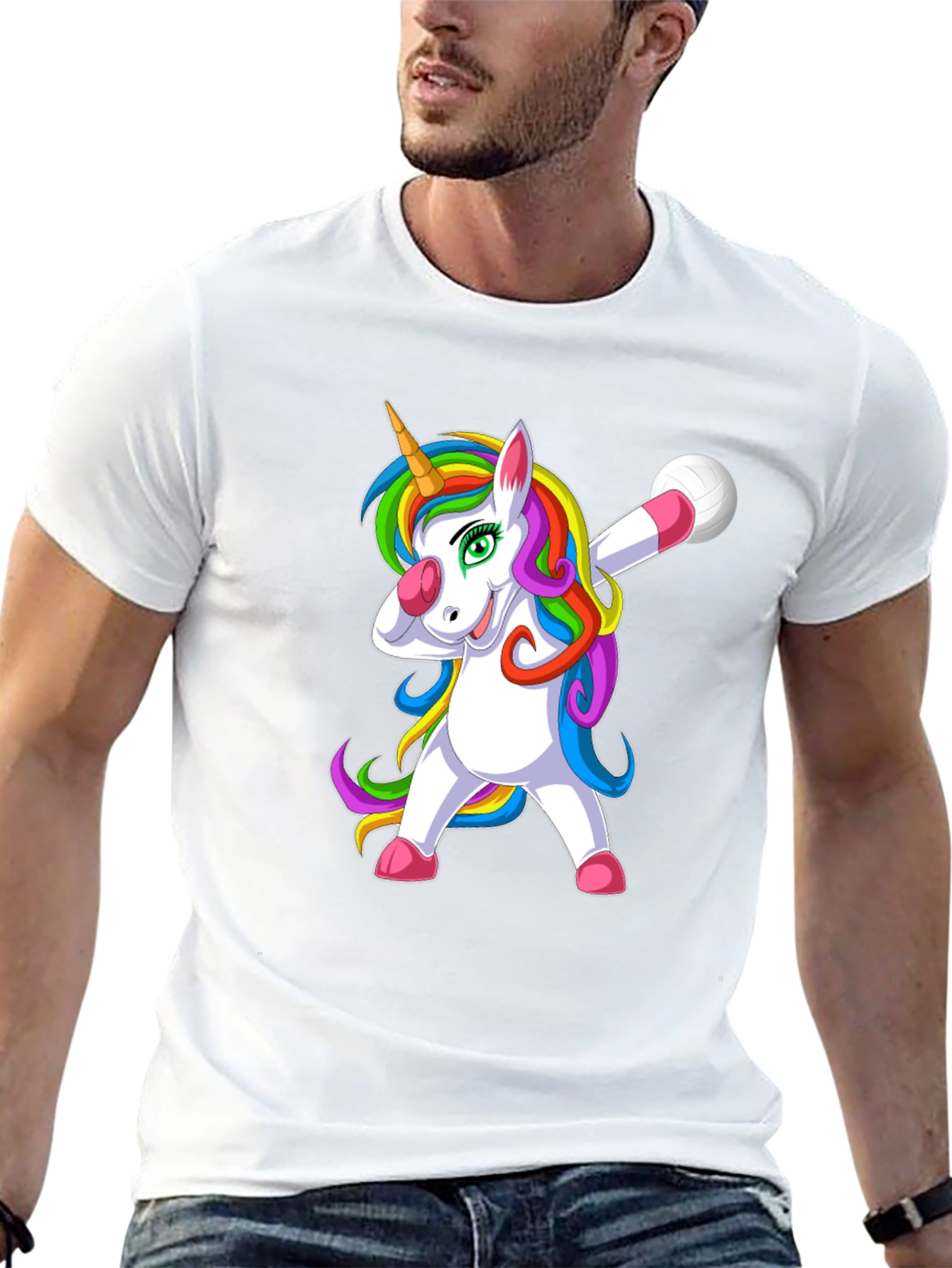 Dabbing Unicorn Volleyball T-Shirt - Black