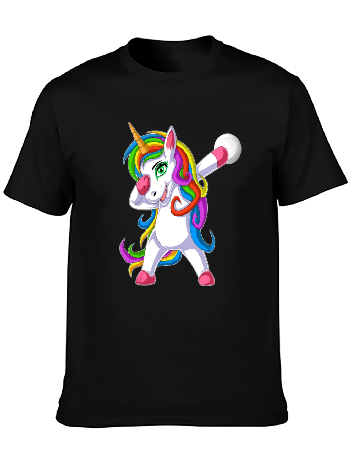 Dabbing Unicorn Volleyball T-Shirt - Black