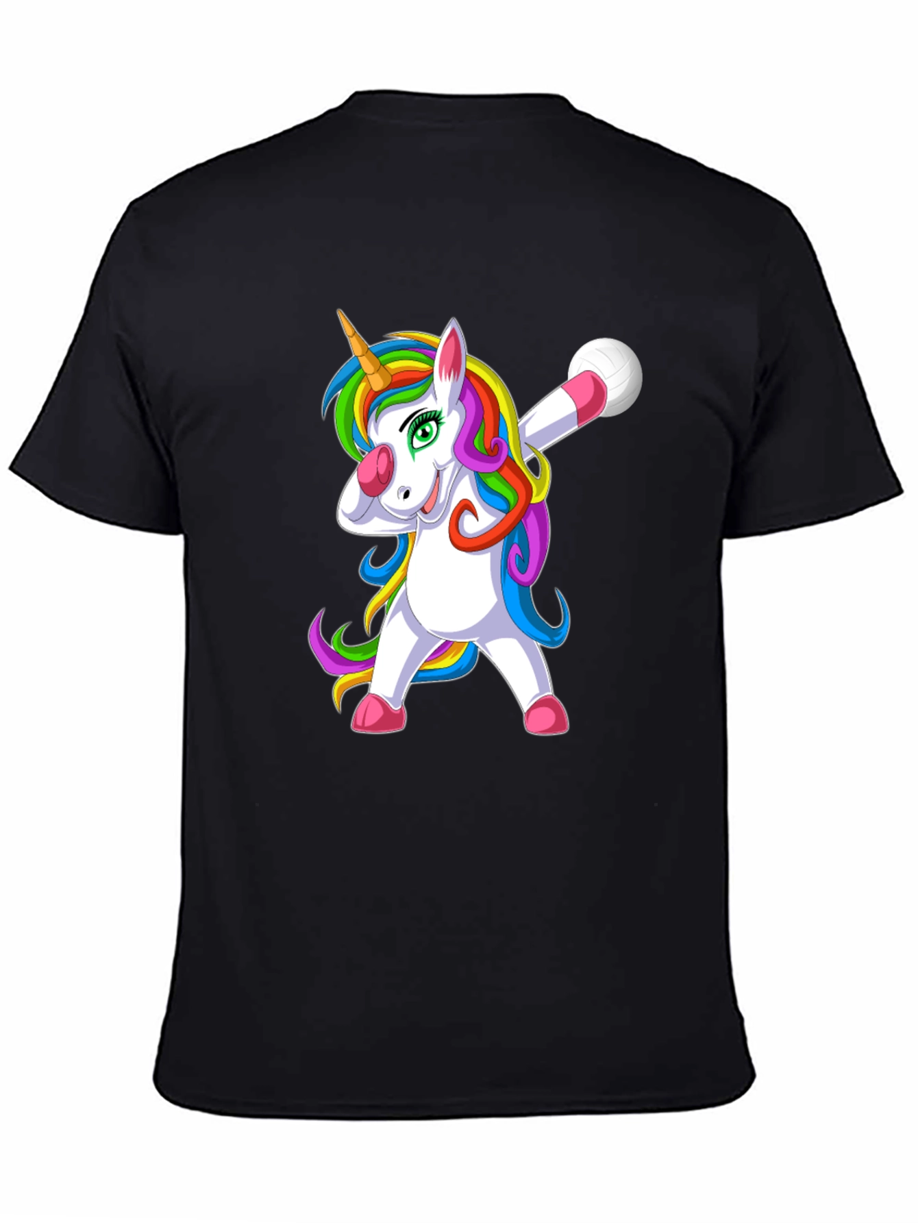 Dabbing Unicorn Volleyball T-Shirt - Black