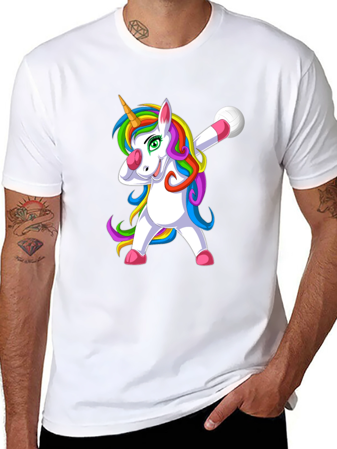 Dabbing Unicorn Volleyball T-Shirt - Black