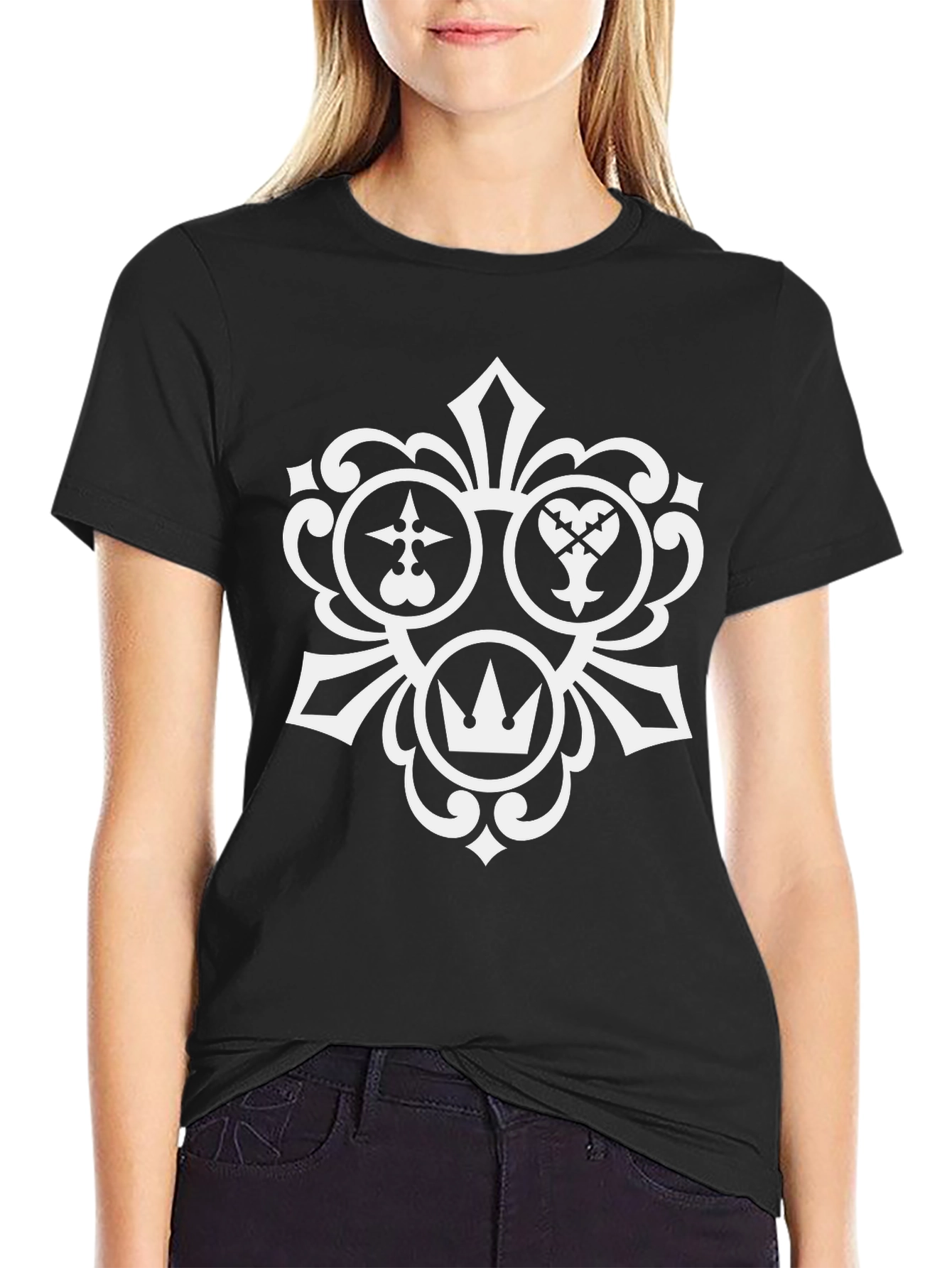 Kingdom Hearts Black T-Shirt: Emblem Graphic Tee
