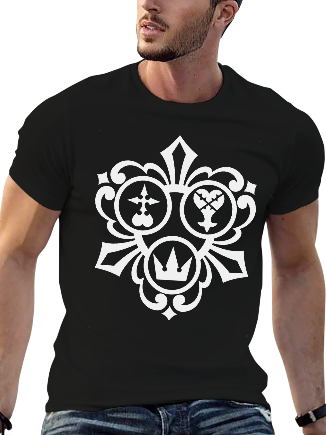 Kingdom Hearts Black T-Shirt: Emblem Graphic Tee