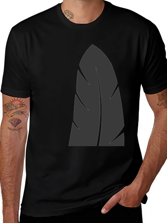 Mens Black Graphic Tee - Stylish Leaf Design