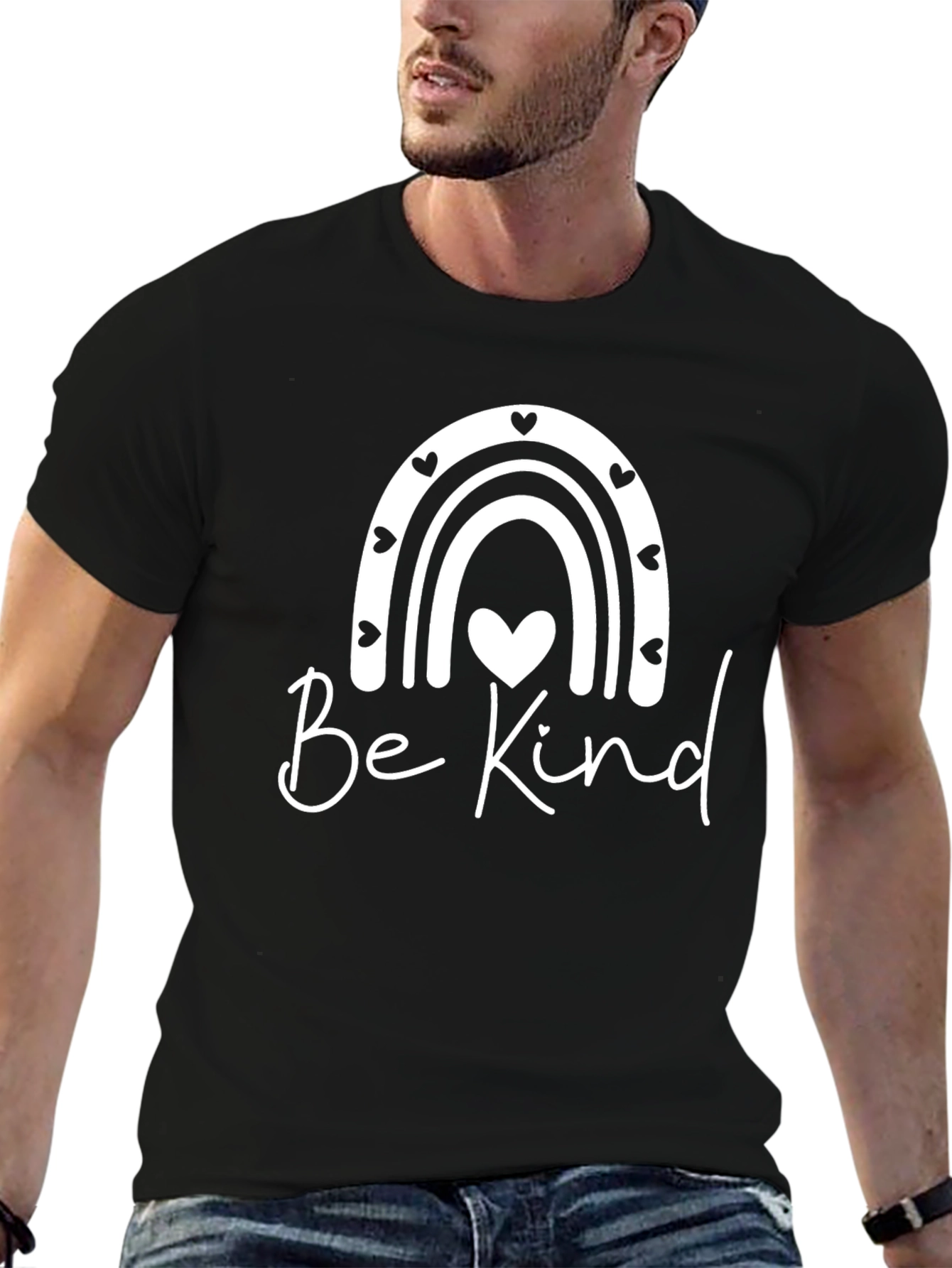 Be Kind Rainbow Heart T-Shirt - Black
