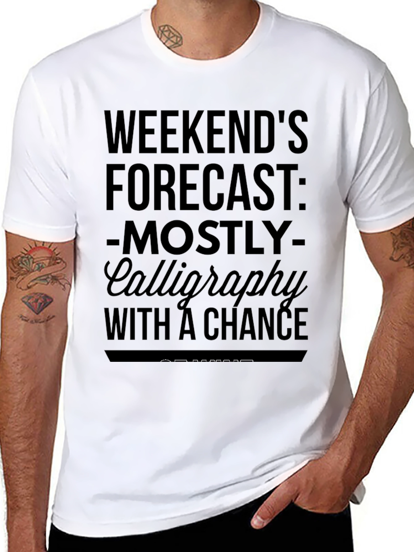 Calligraphy Weekend Forecast Graphic T-Shirt
