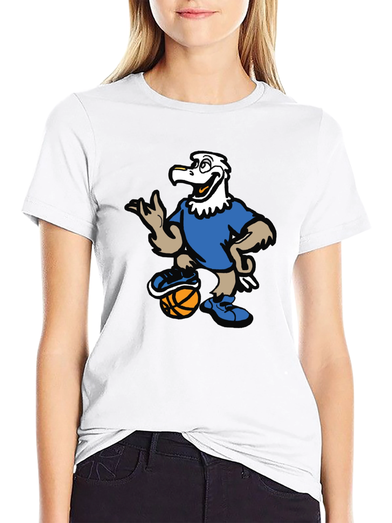 Cartoon Eagle Basketball T-Shirt