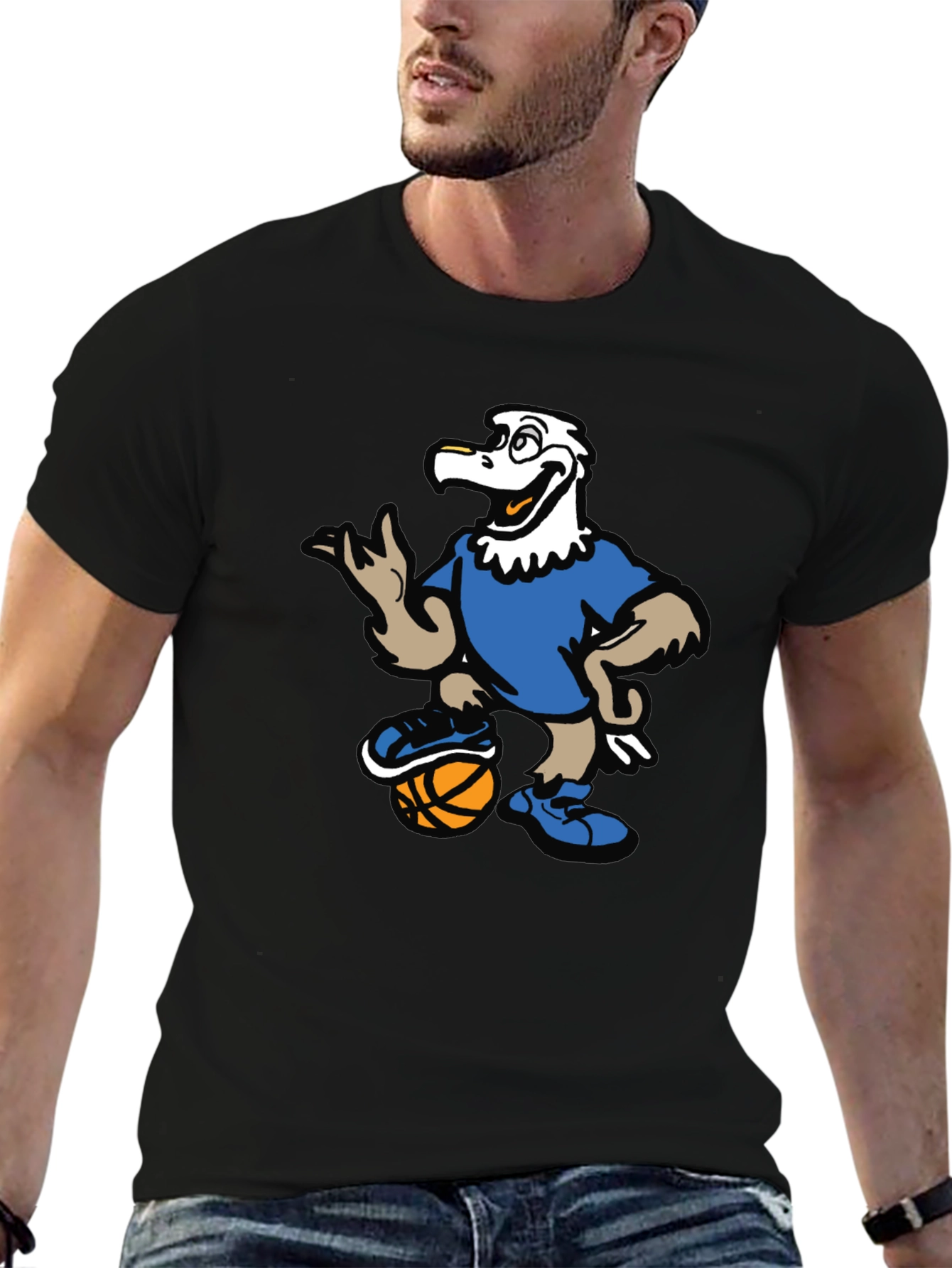 Cartoon Eagle Basketball T-Shirt