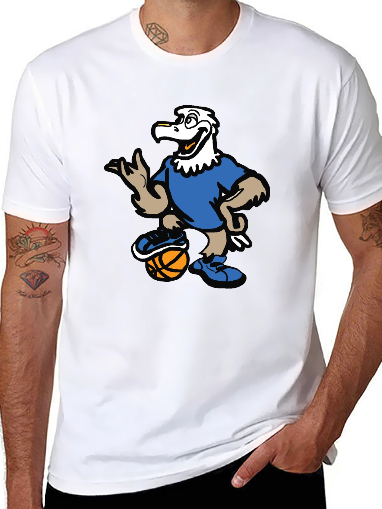 Cartoon Eagle Basketball T-Shirt