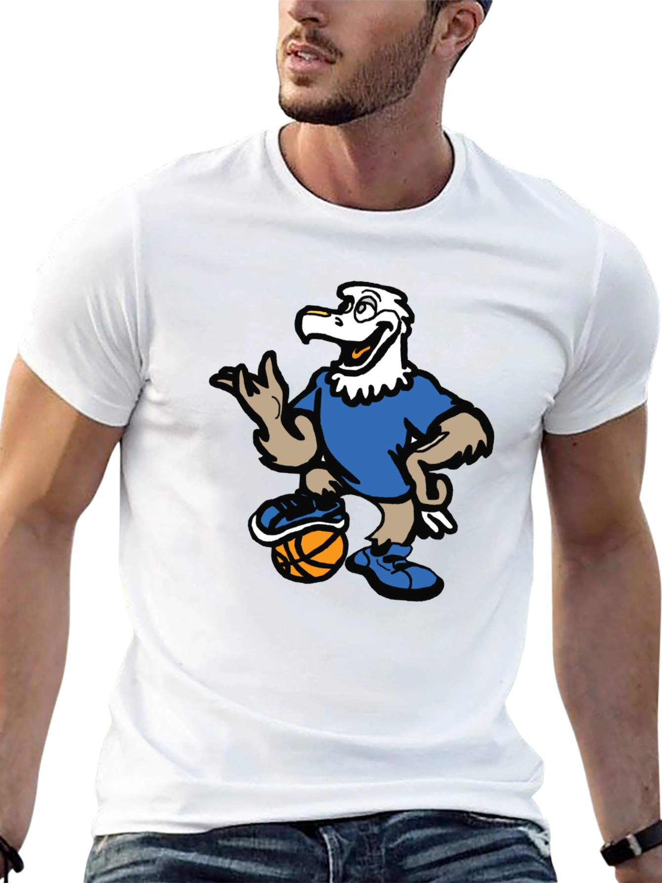 Cartoon Eagle Basketball T-Shirt