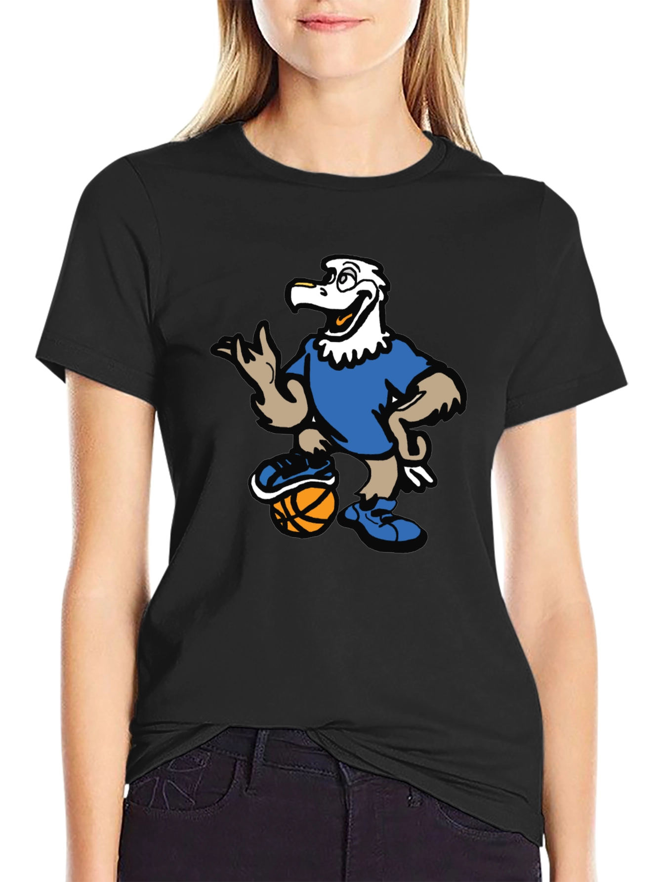 Cartoon Eagle Basketball T-Shirt