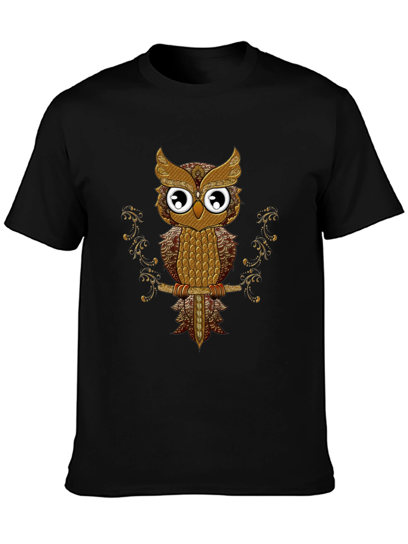 Owl Graphic Tee - Black Cotton T-Shirt