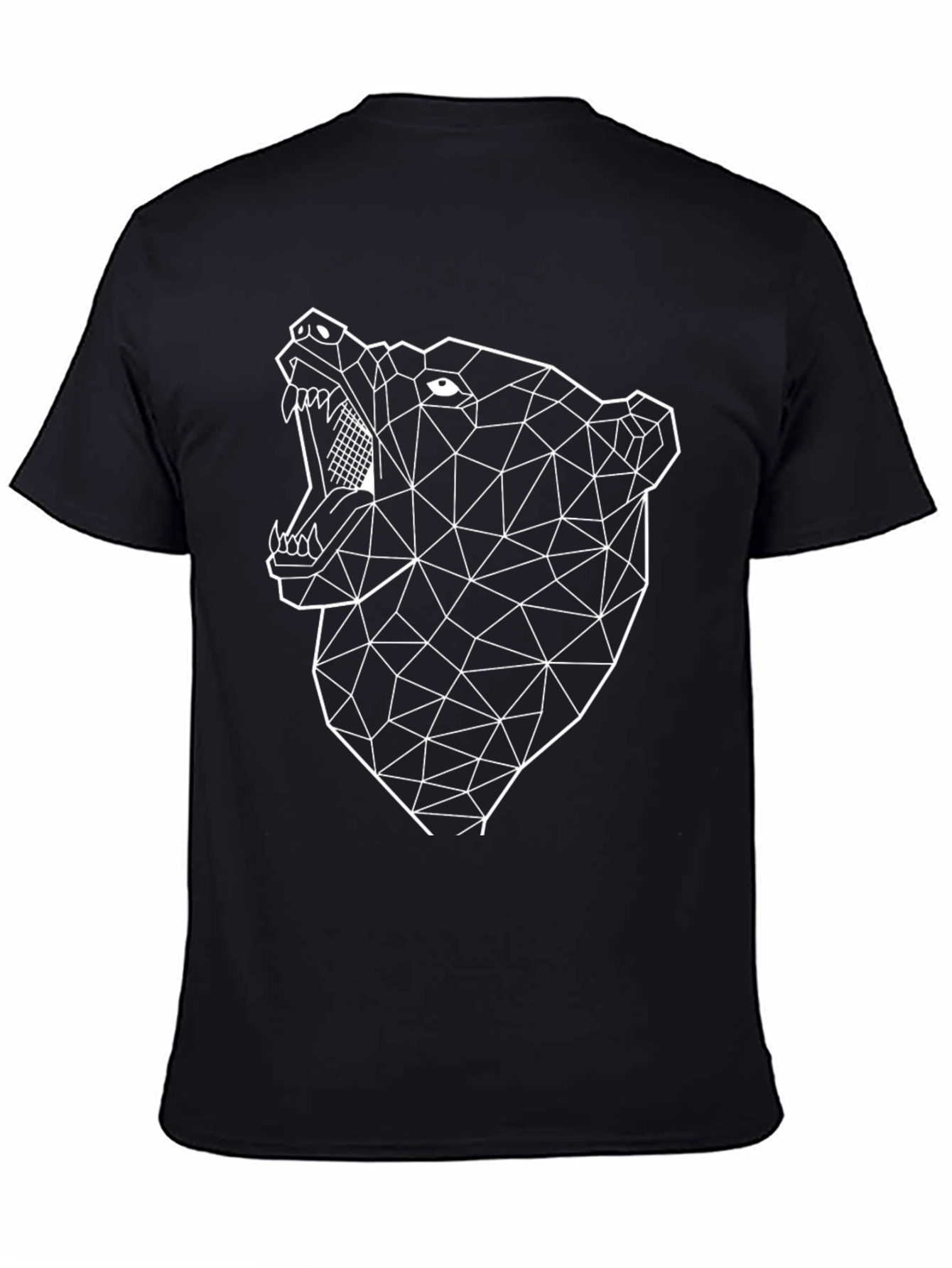 Geometric Bear Graphic Tee - Black Cotton Blend