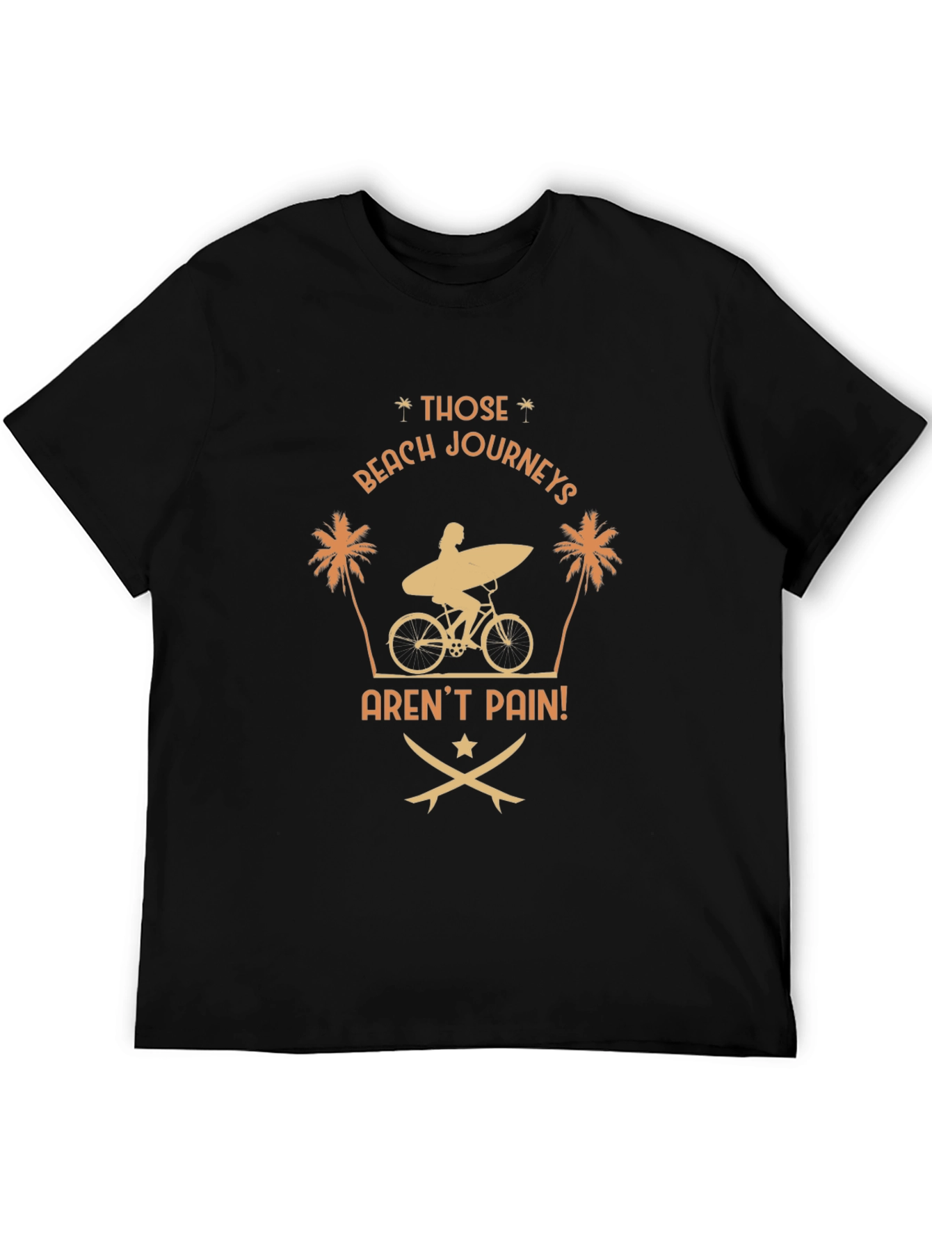 Beach Journeys T-Shirt: Surfer on Bike Graphic Tee