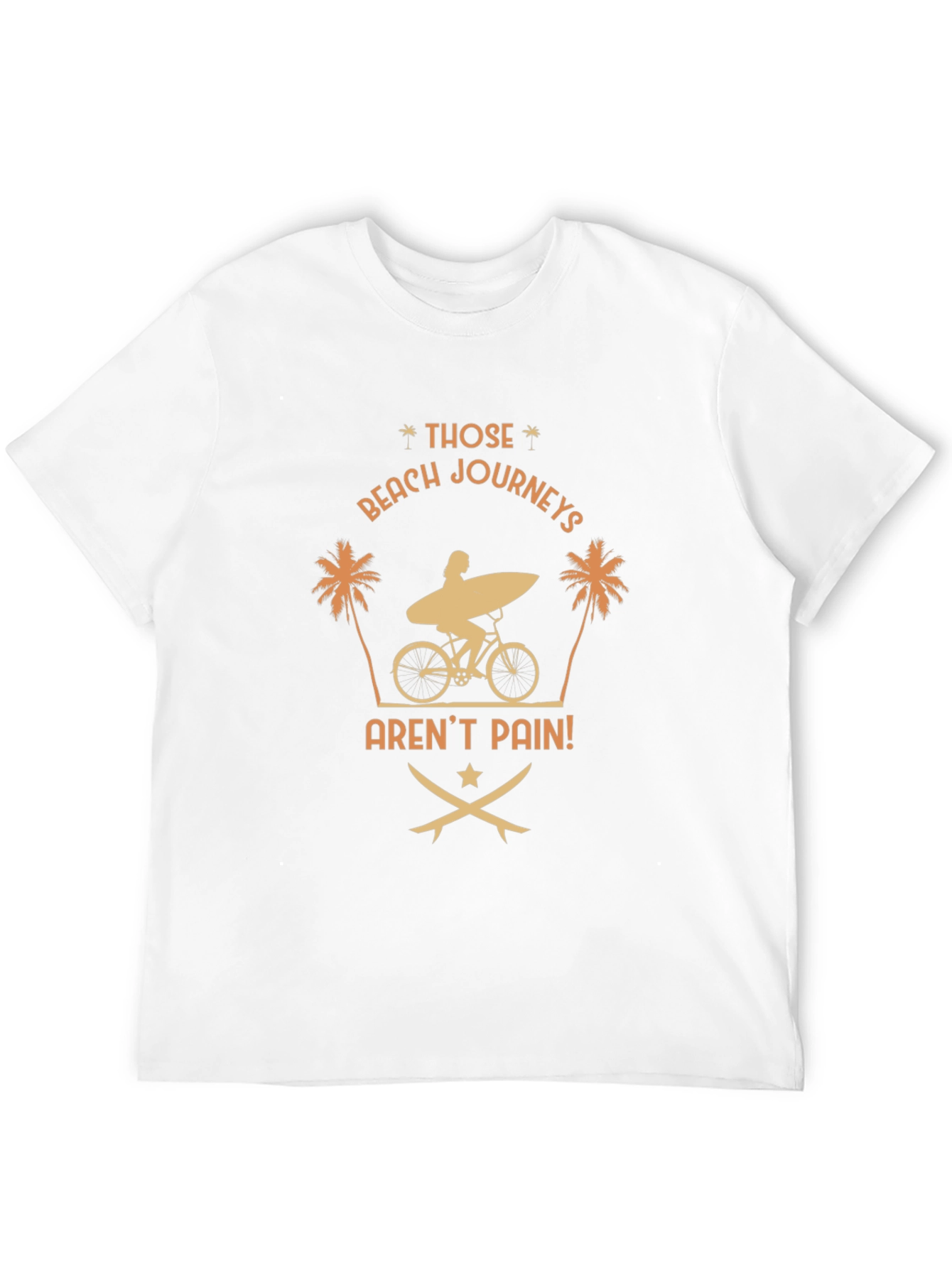Beach Journeys T-Shirt: Surfer on Bike Graphic Tee