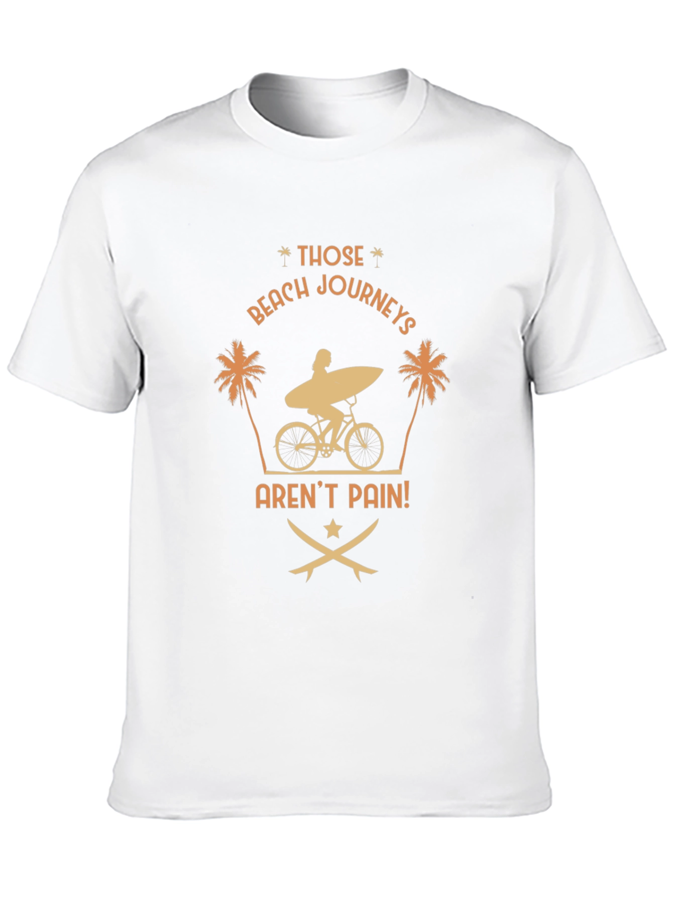 Beach Journeys T-Shirt: Surfer on Bike Graphic Tee