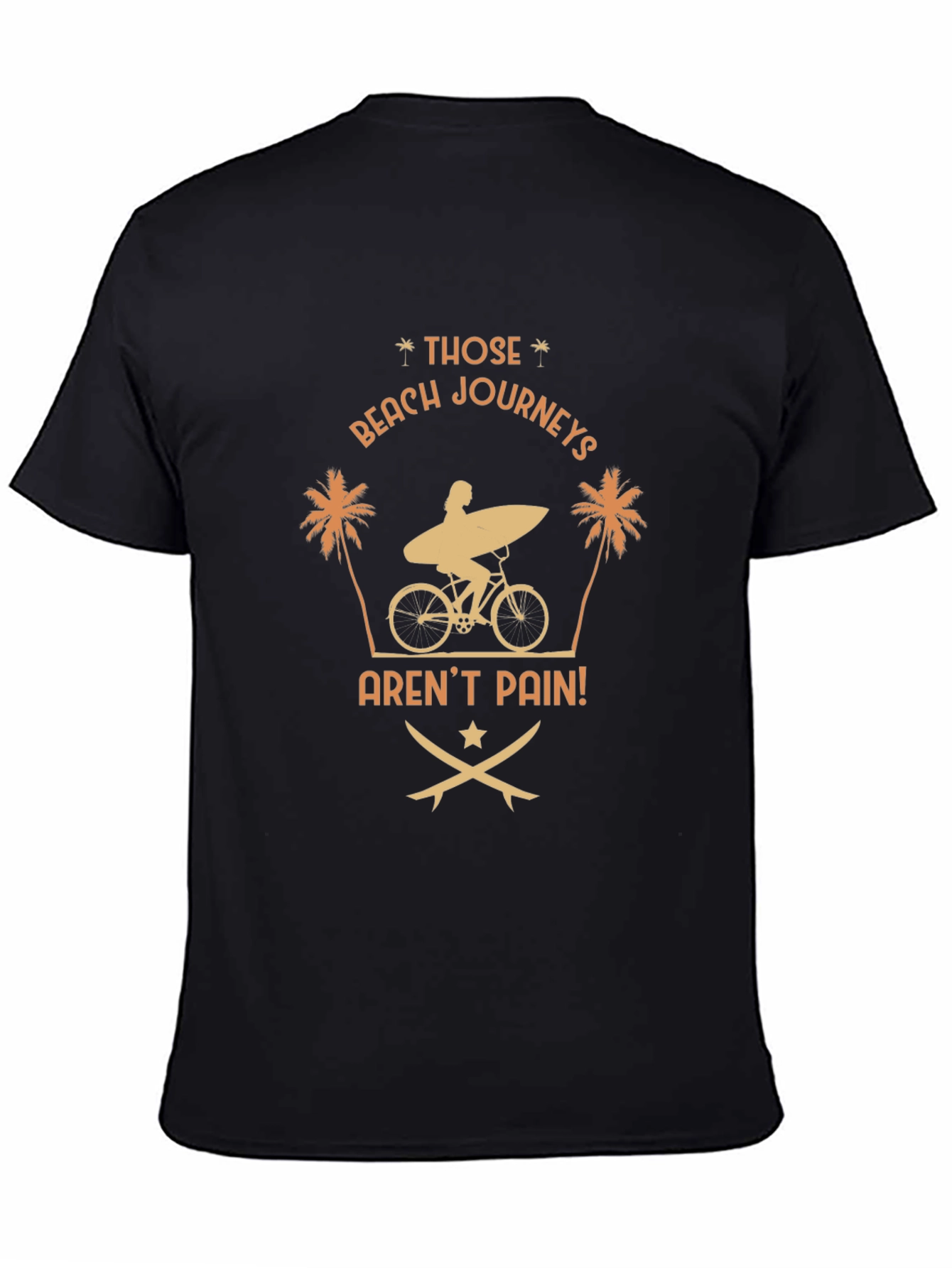 Beach Journeys T-Shirt: Surfer on Bike Graphic Tee