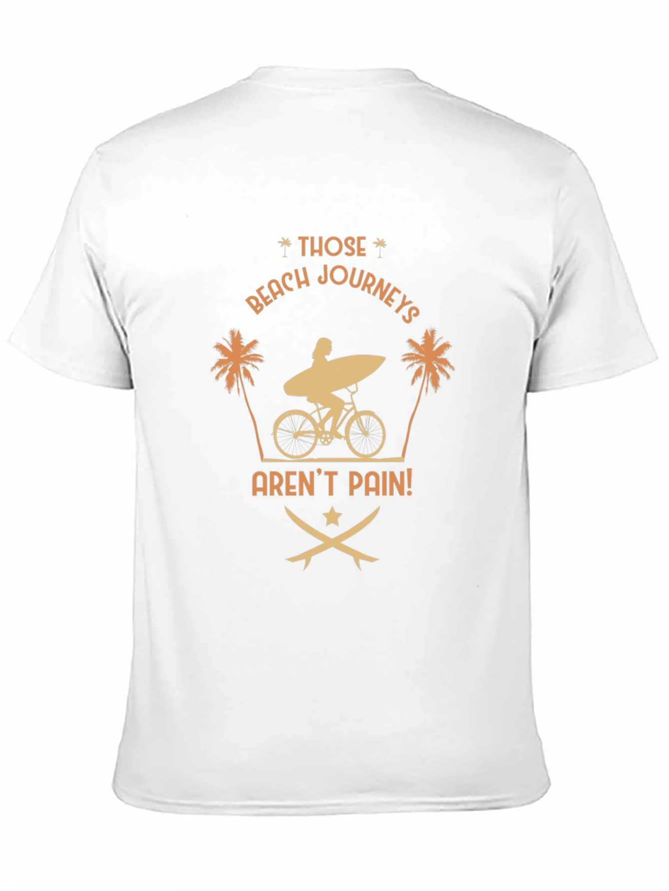 Beach Journeys T-Shirt: Surfer on Bike Graphic Tee