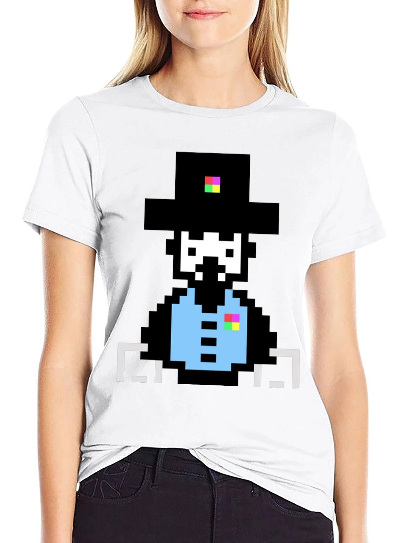 Pixelated Pilgrim Graphic Tee - Unique Design