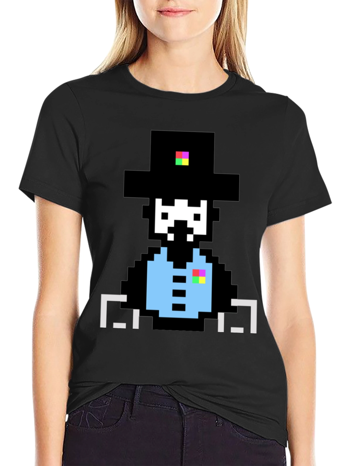 Pixelated Pilgrim Graphic Tee - Unique Design