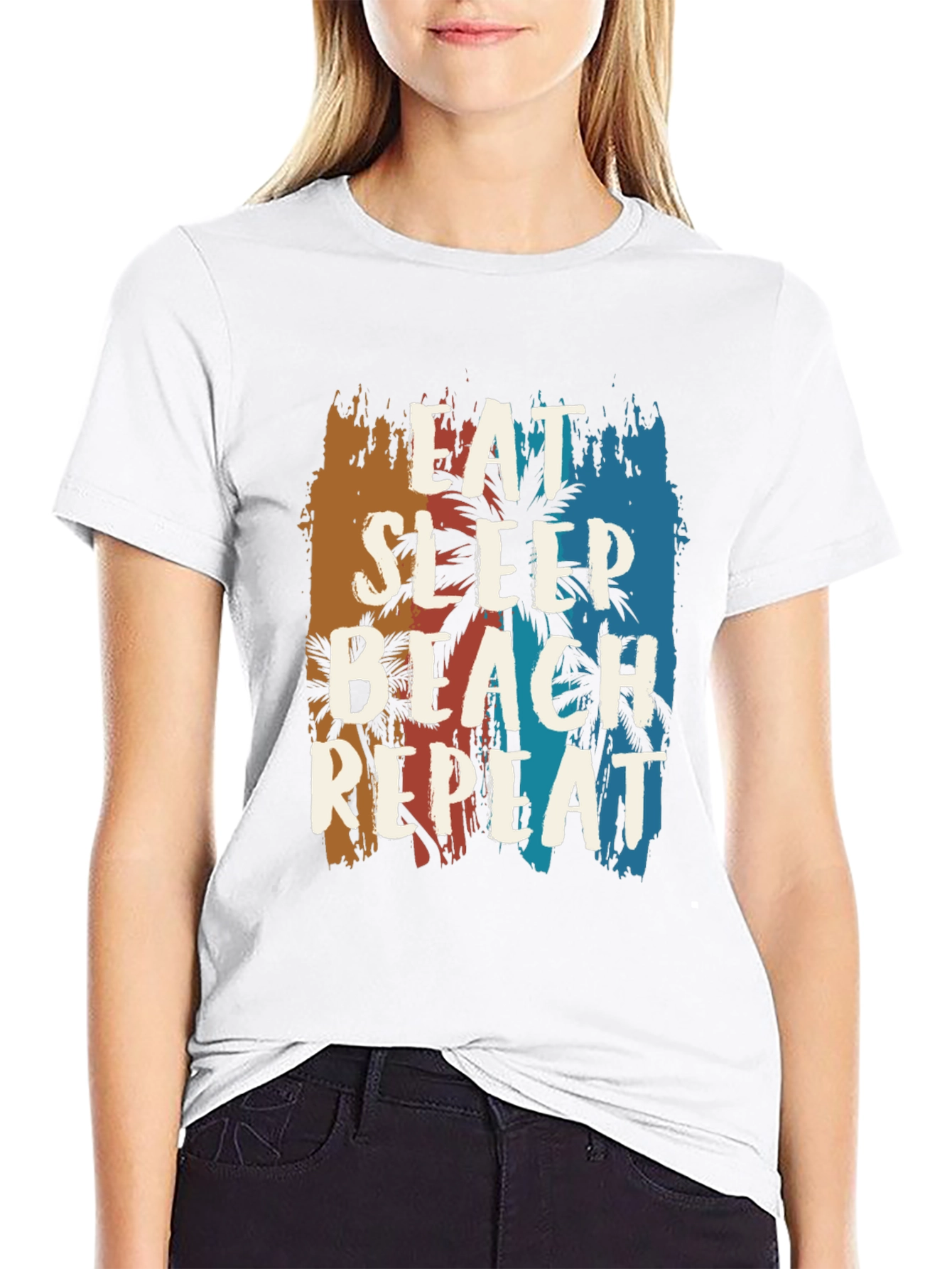 Eat Sleep Beach Repeat Graphic Tee