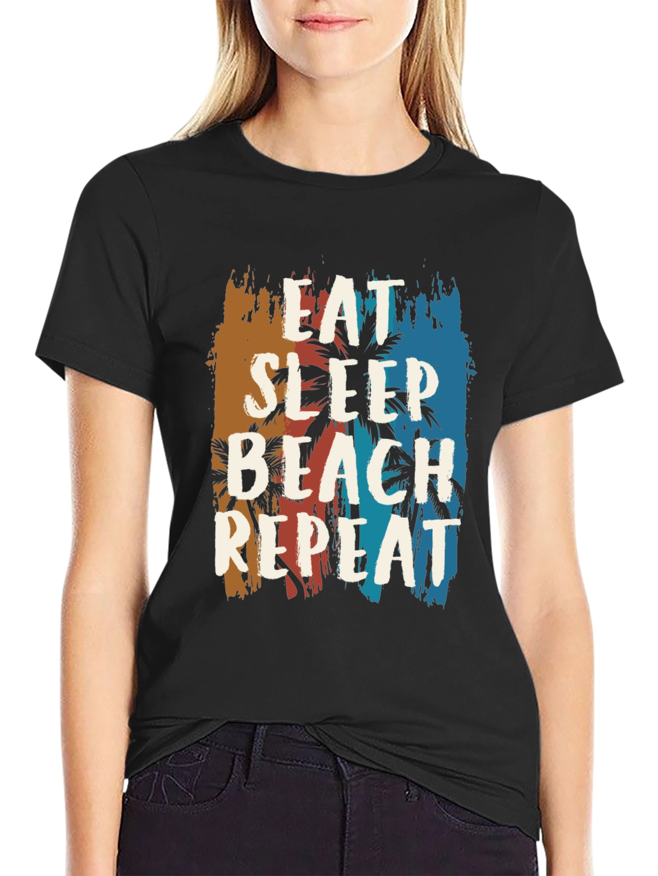 Eat Sleep Beach Repeat Graphic Tee