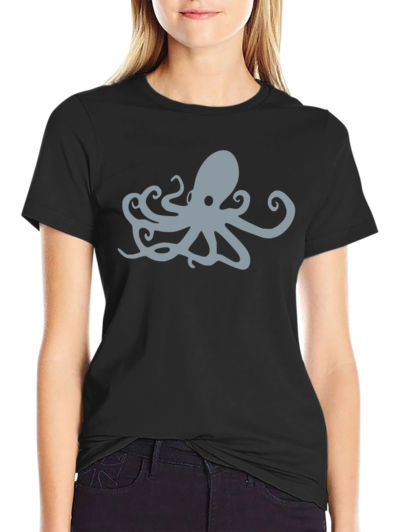 Cool Octopus Graphic Black T-Shirt