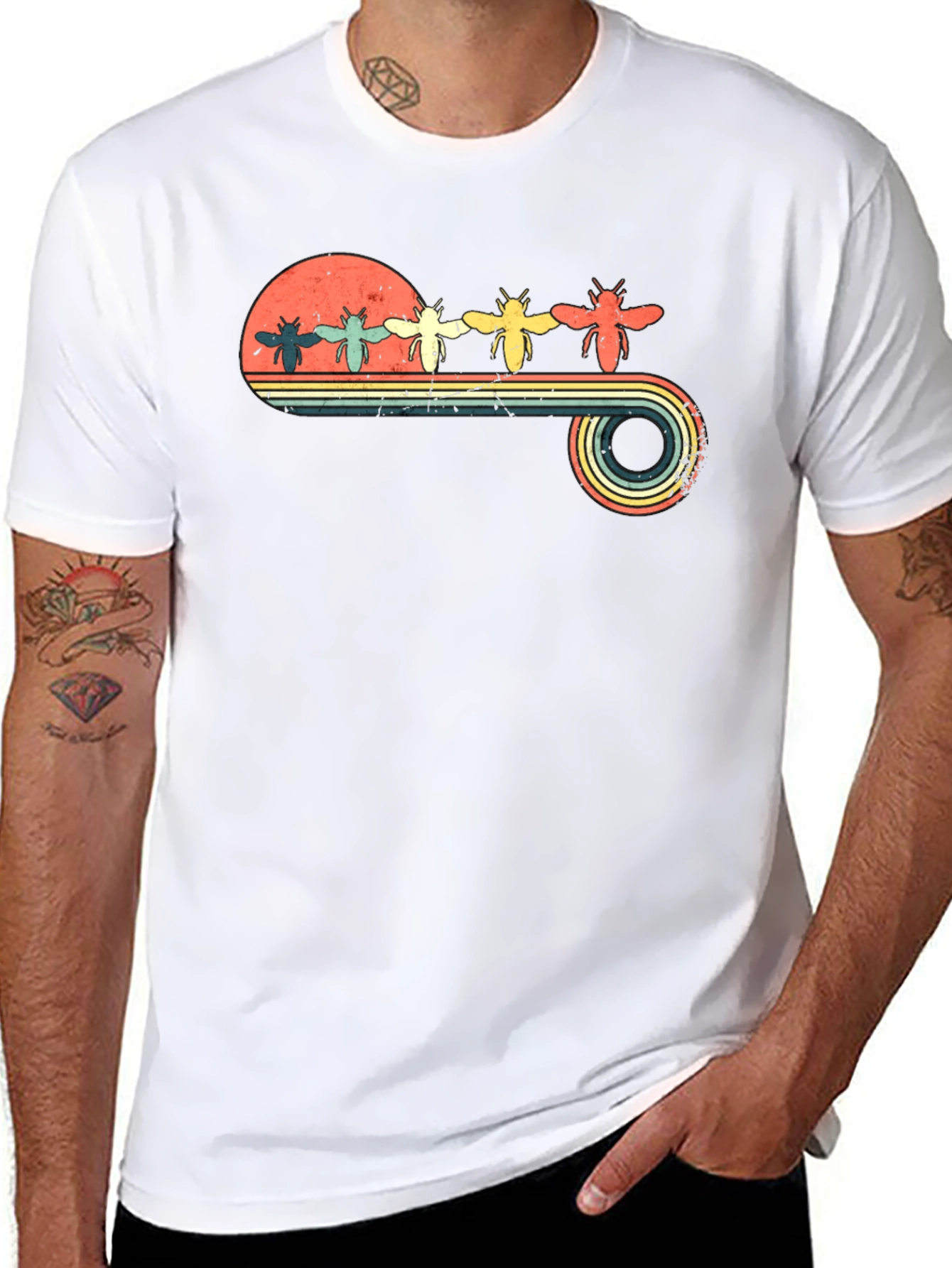 Retro Bee Sunset T-Shirt - Unique Graphic Tee