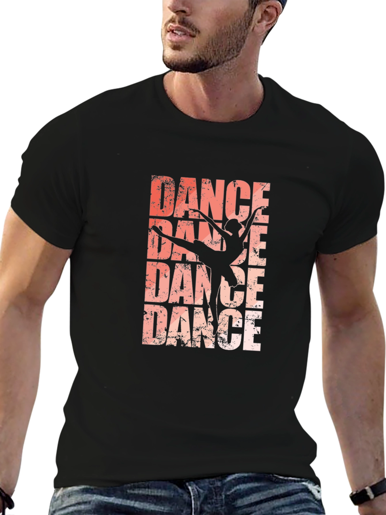 Dance Silhouette Graphic Tee - Black Cotton T-Shirt