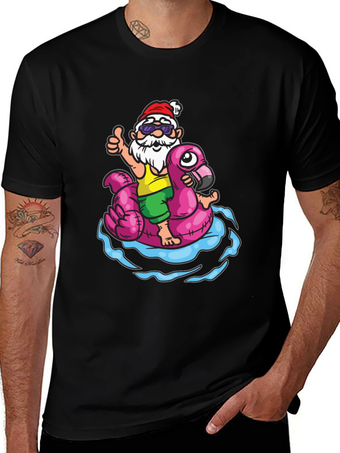 Santa Gnome Flamingo Pool Float T-Shirt