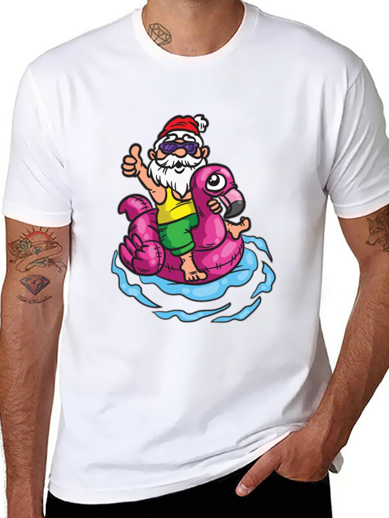 Santa Gnome Flamingo Pool Float T-Shirt