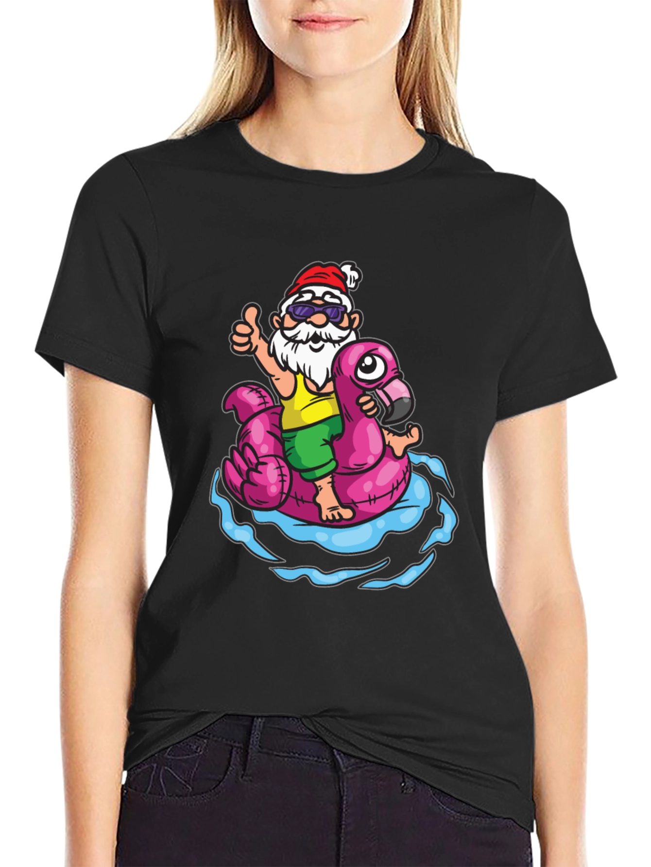 Santa Gnome Flamingo Pool Float T-Shirt