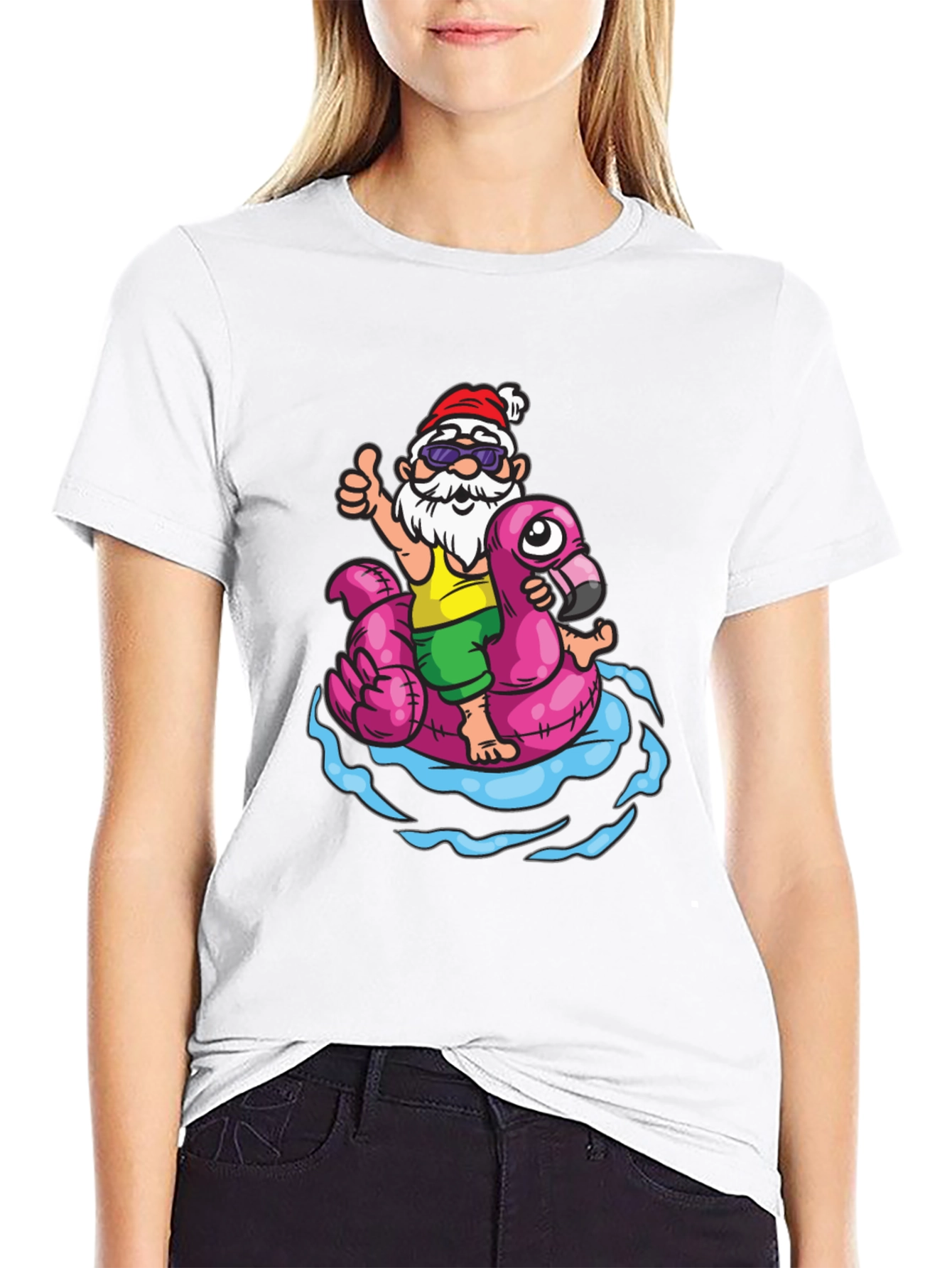 Santa Gnome Flamingo Pool Float T-Shirt