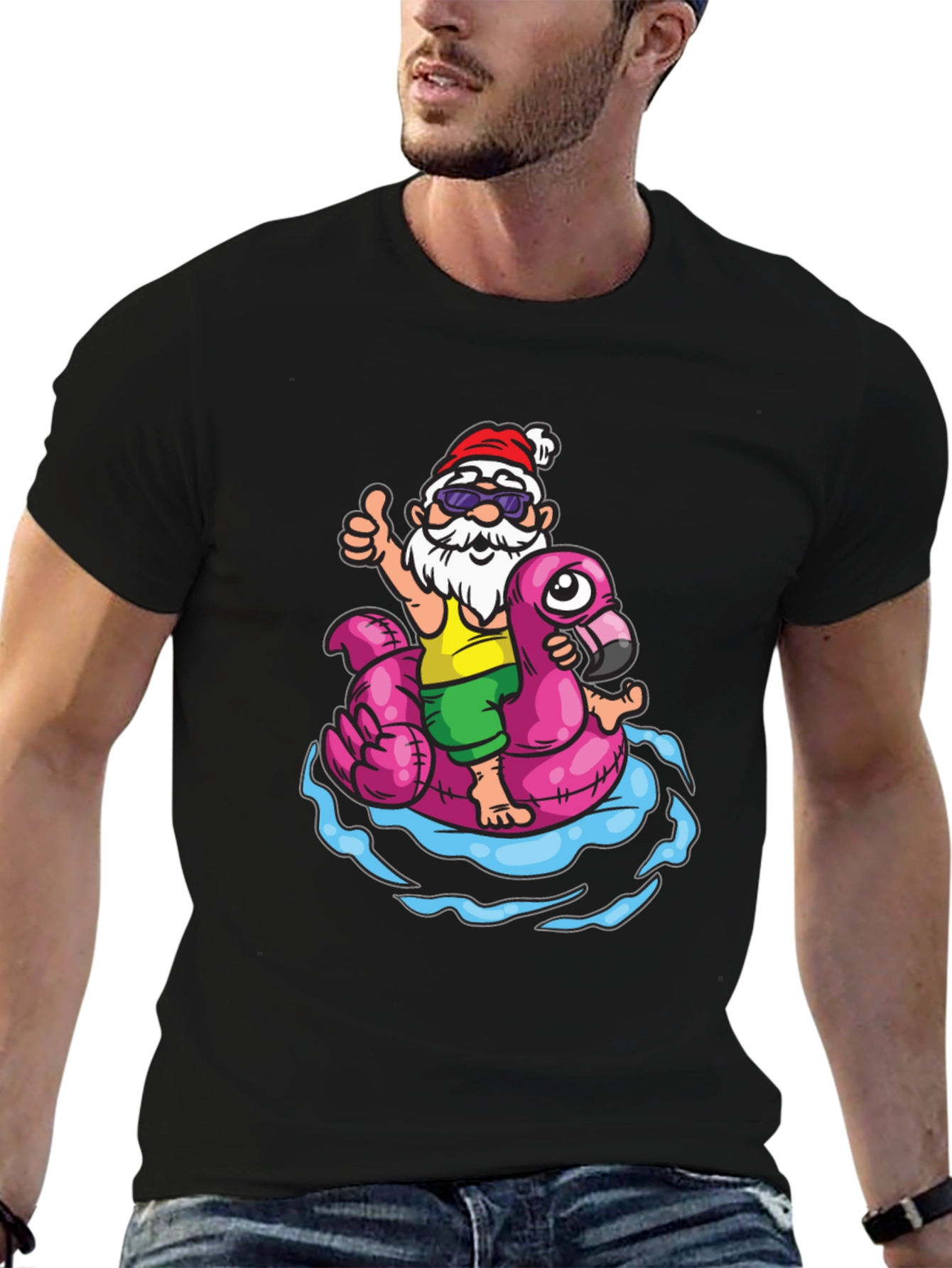 Santa Gnome Flamingo Pool Float T-Shirt