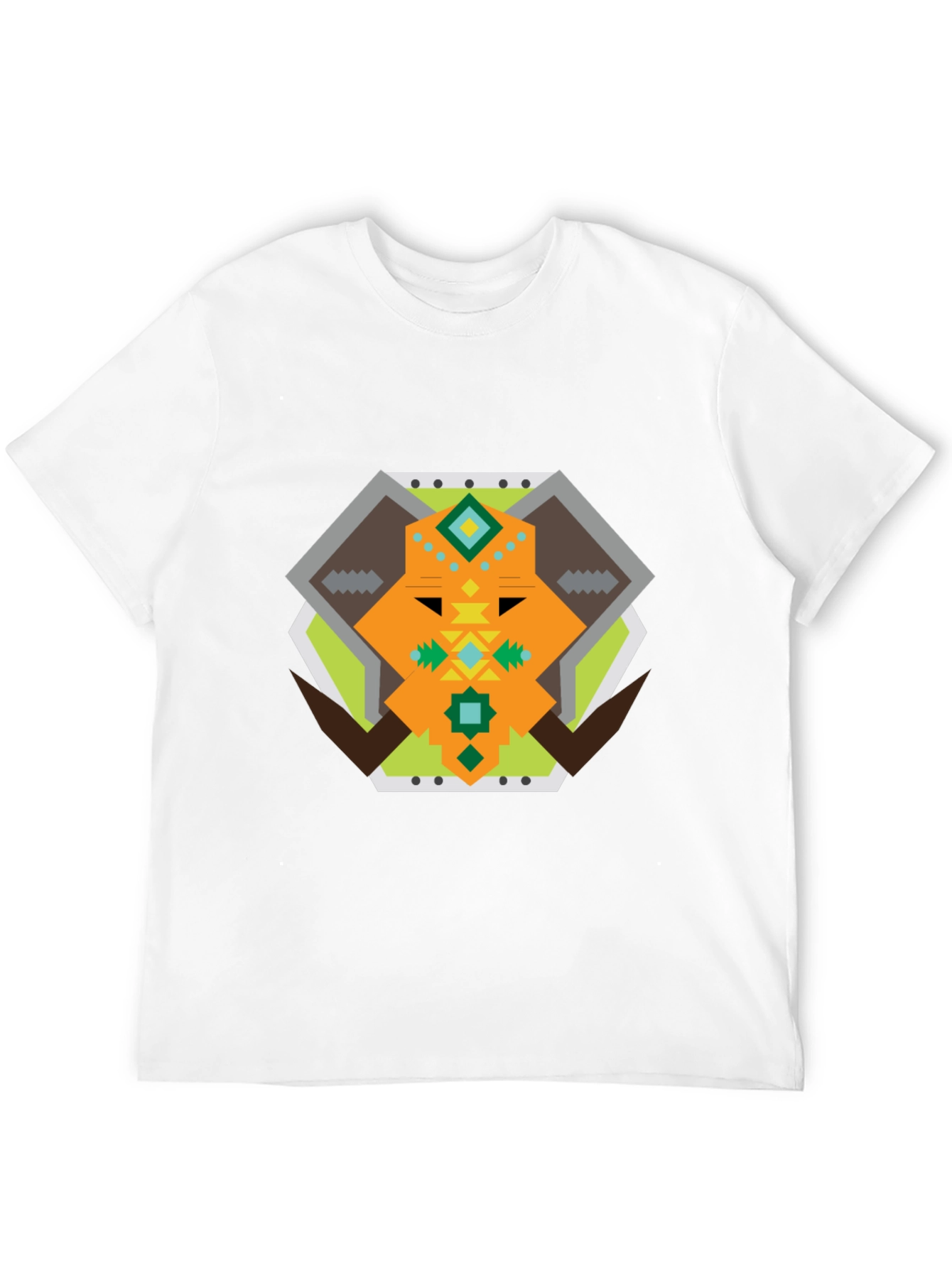 Geometric Bull Graphic Tee - Black Cotton T-Shirt