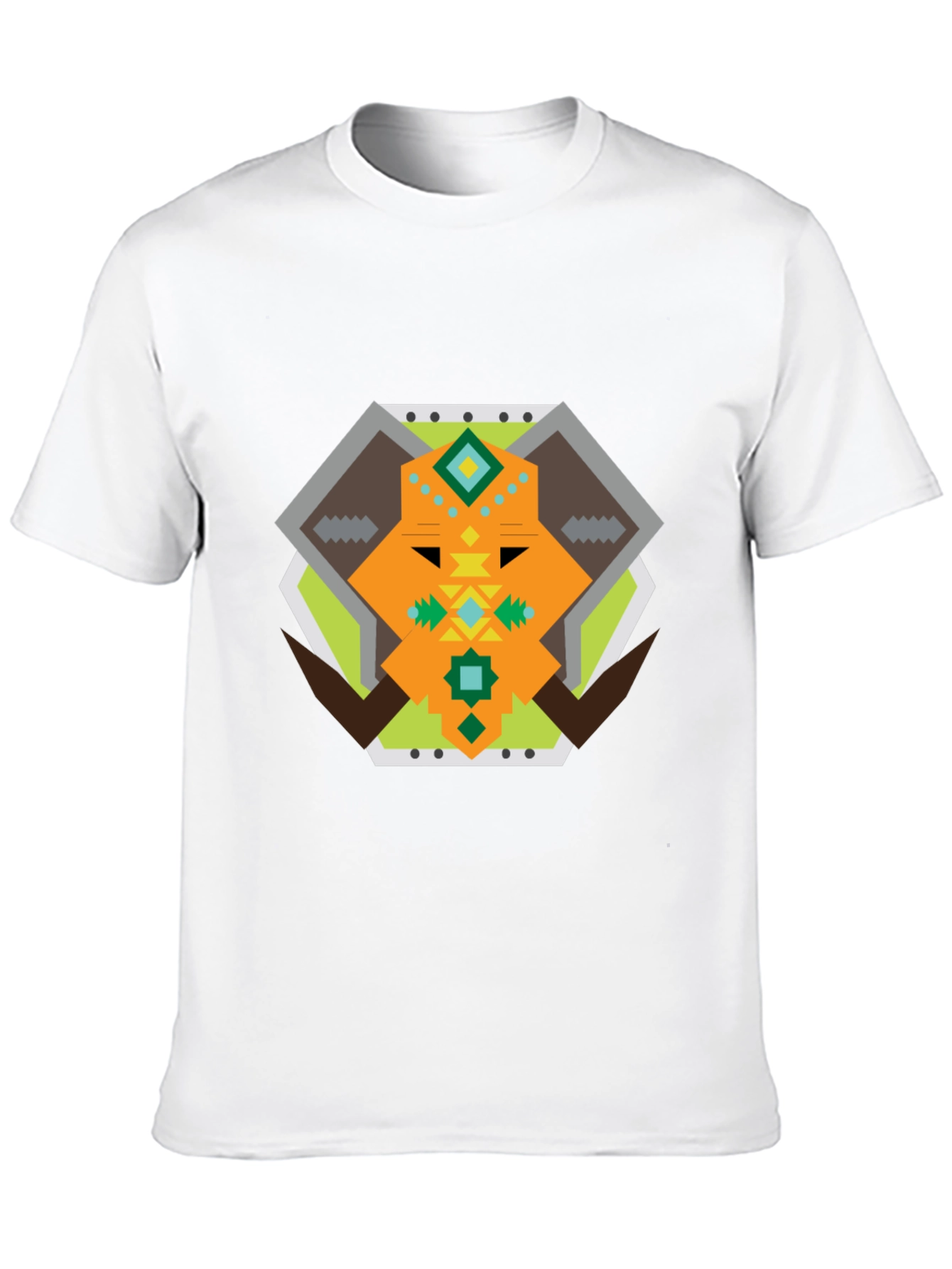 Geometric Bull Graphic Tee - Black Cotton T-Shirt