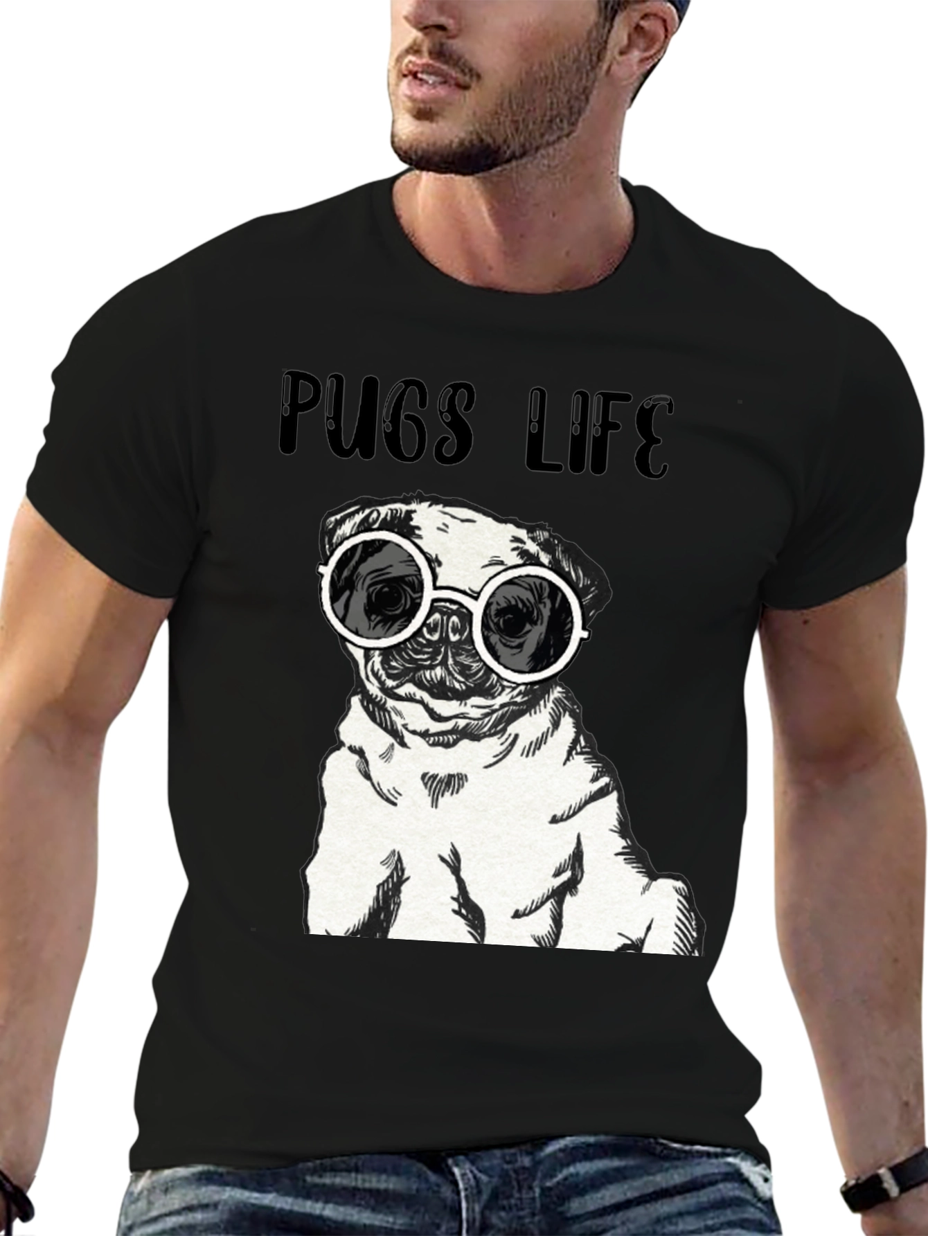Pugs Life Graphic Tee - Cool Pug with Sunglasses
