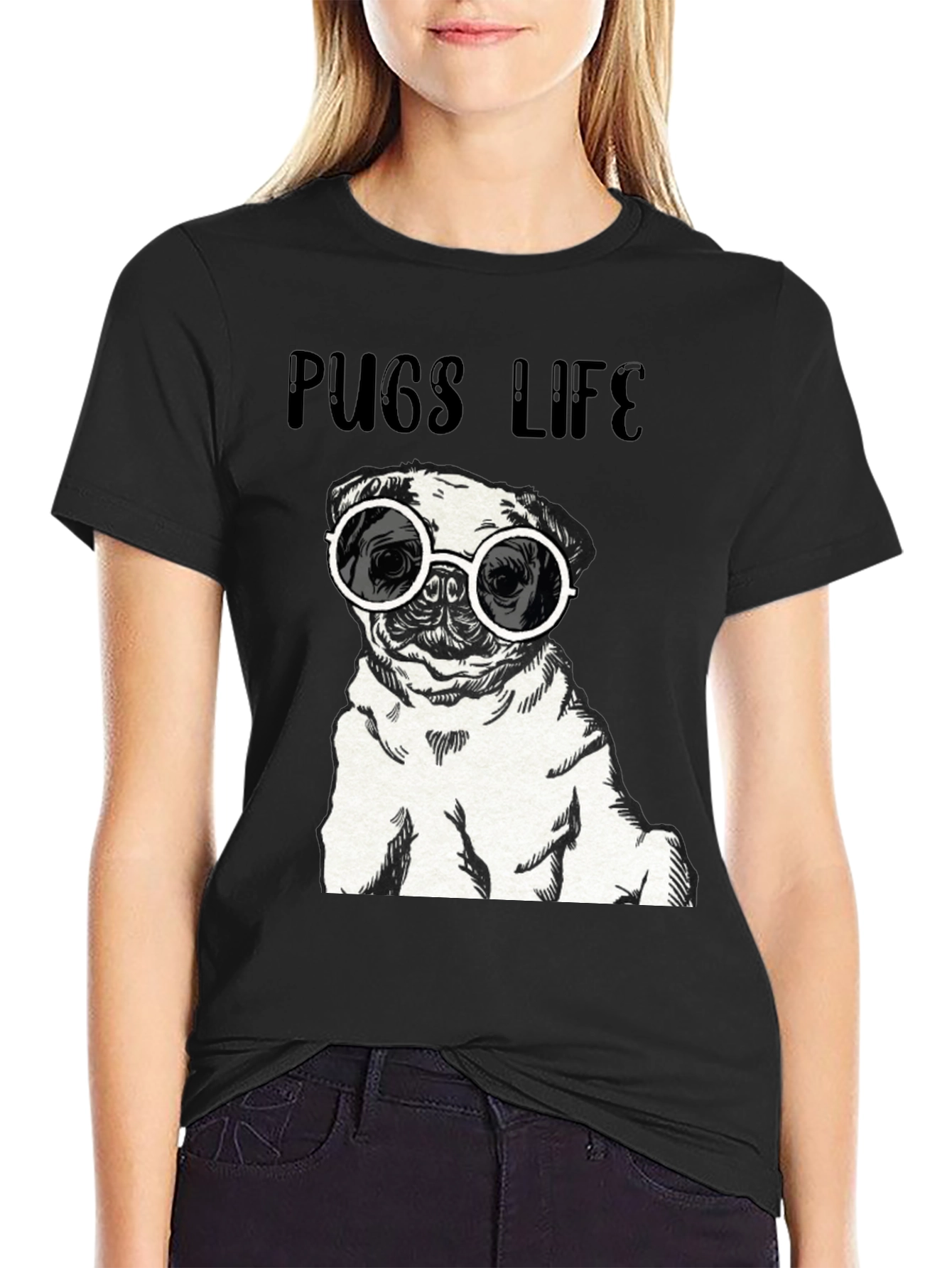 Pugs Life Graphic Tee - Cool Pug with Sunglasses