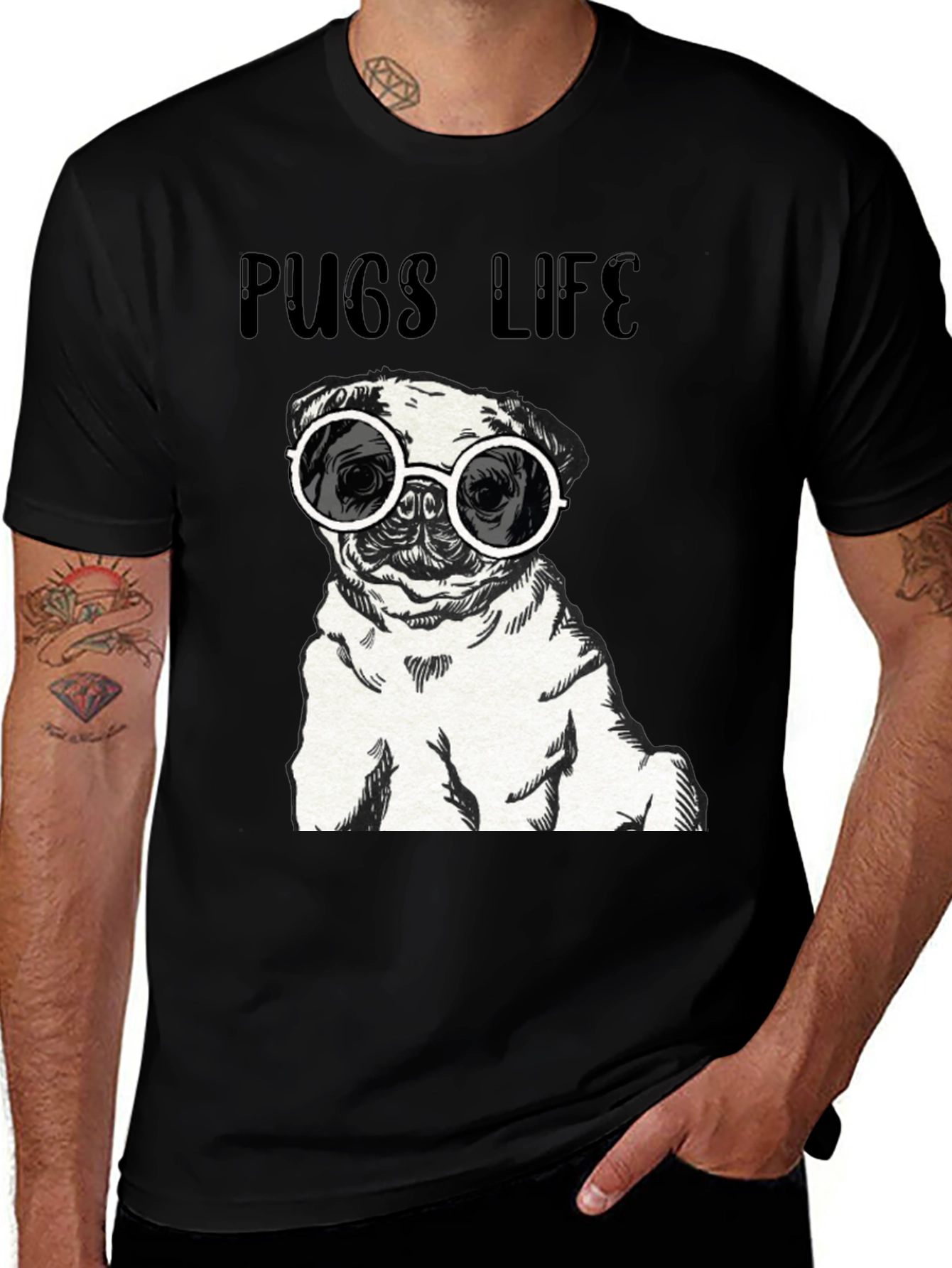 Pugs Life Graphic Tee - Cool Pug with Sunglasses