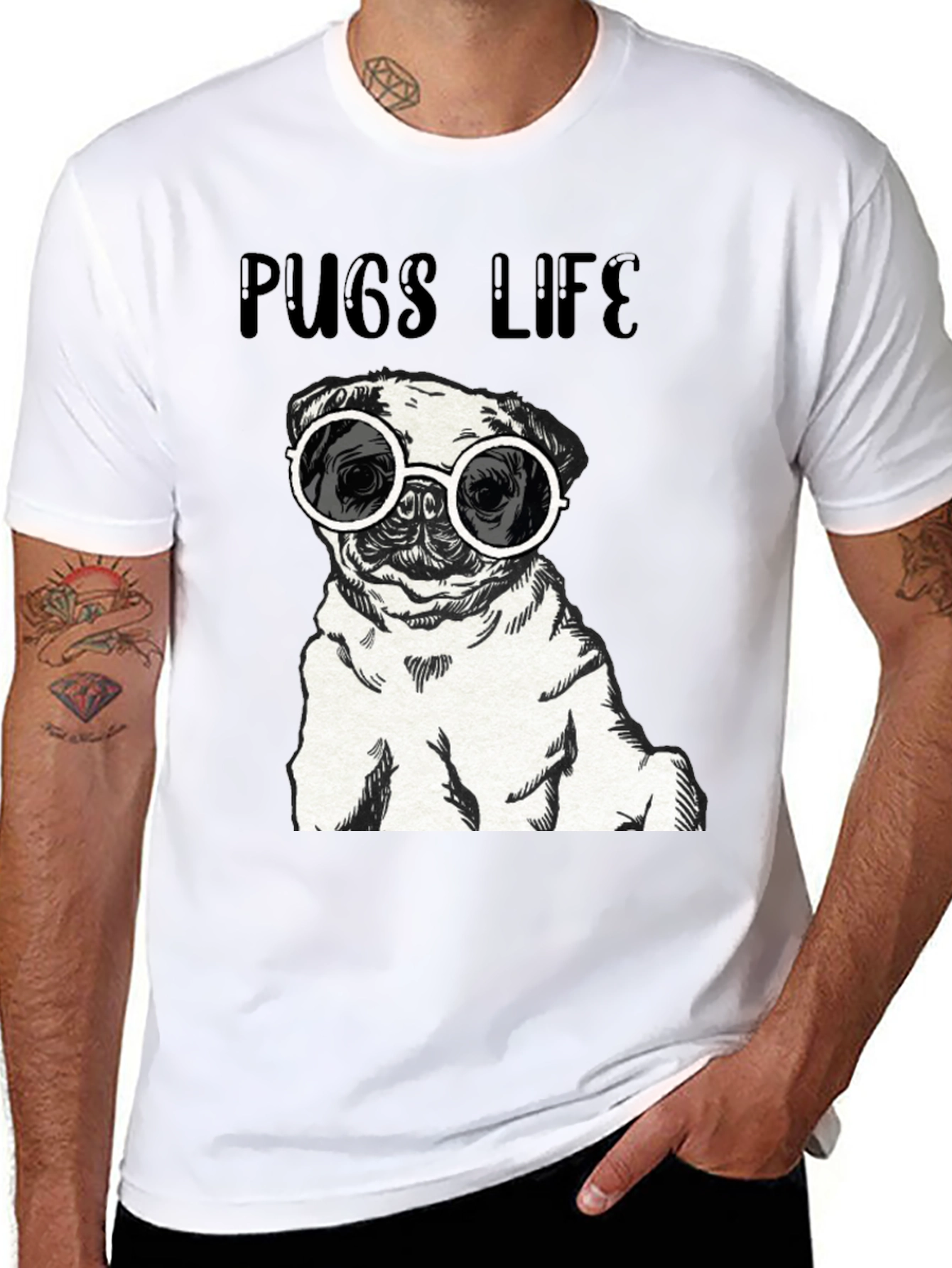 Pugs Life Graphic Tee - Cool Pug with Sunglasses