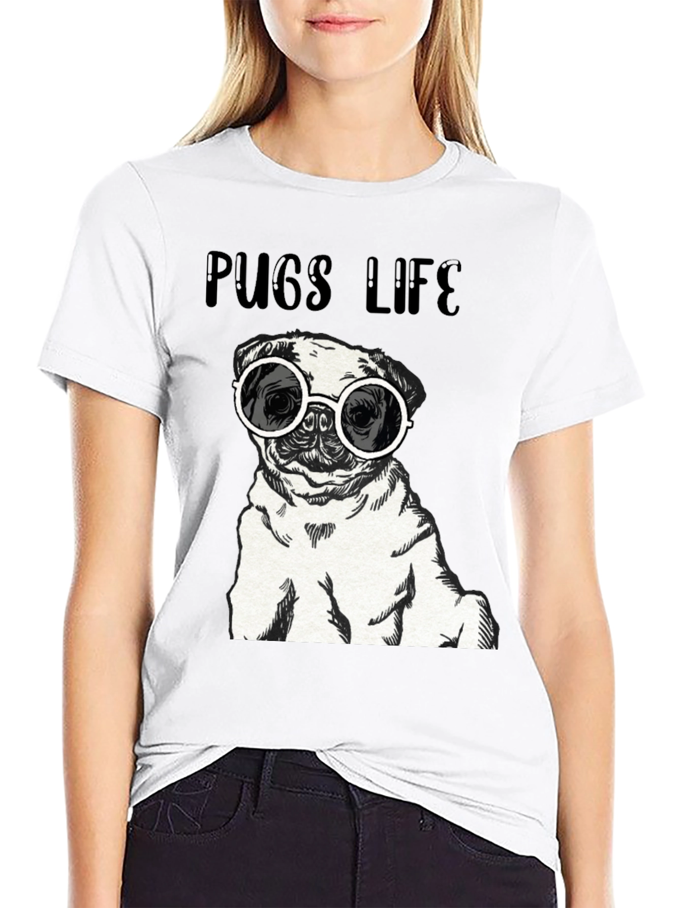 Pugs Life Graphic Tee - Cool Pug with Sunglasses