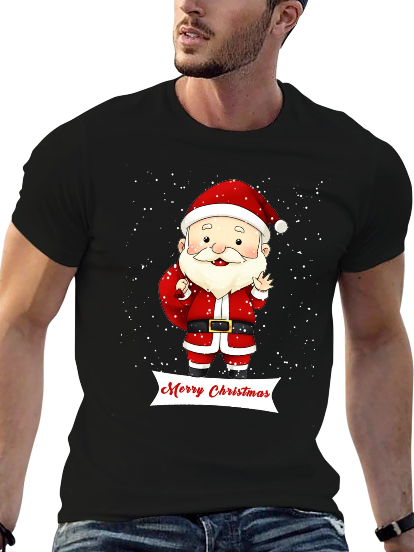 Festive Santa Merry Christmas Graphic Tee