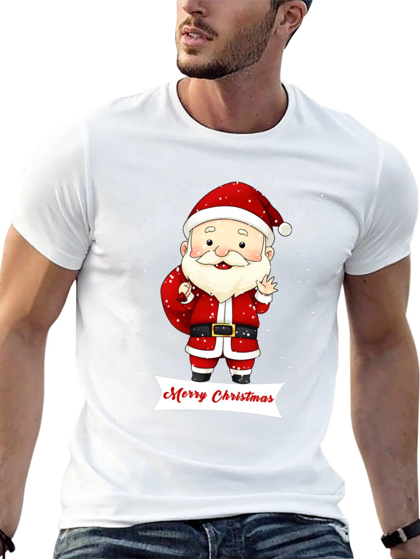 Festive Santa Merry Christmas Graphic Tee