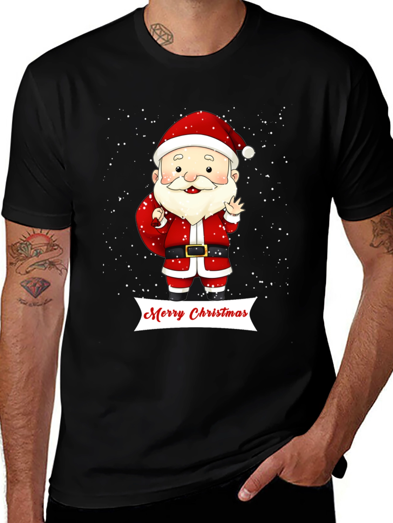 Festive Santa Merry Christmas Graphic Tee