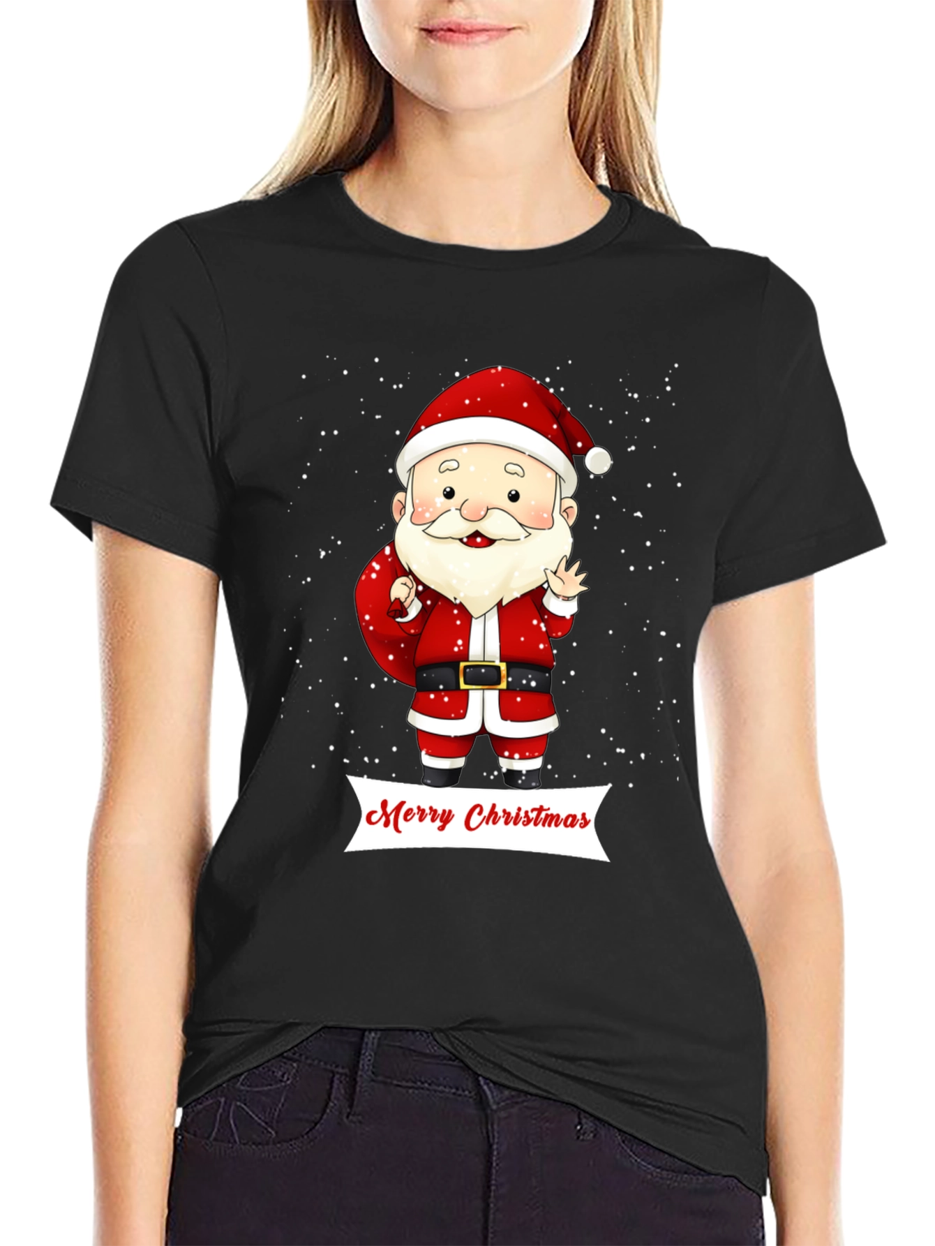 Festive Santa Merry Christmas Graphic Tee