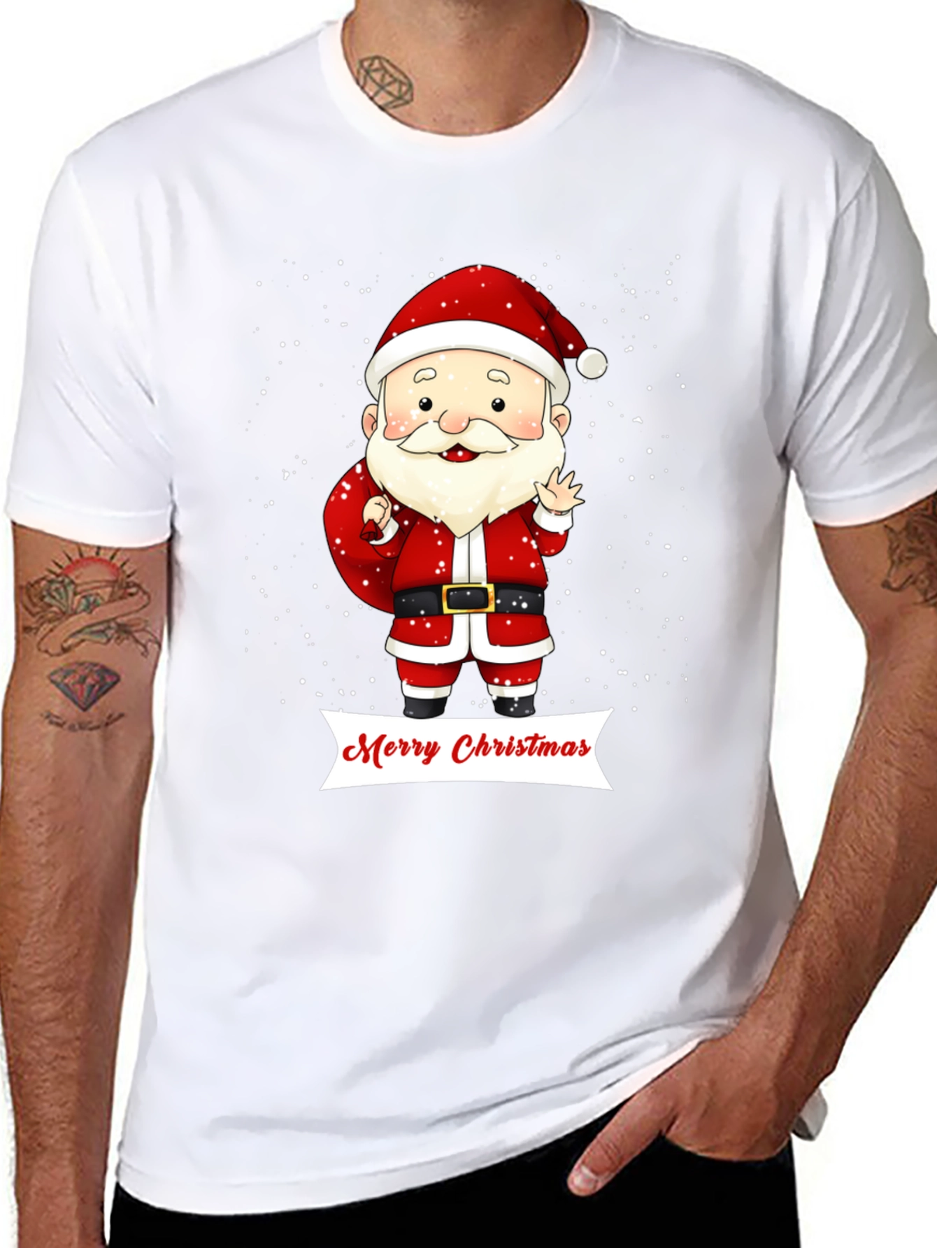 Festive Santa Merry Christmas Graphic Tee