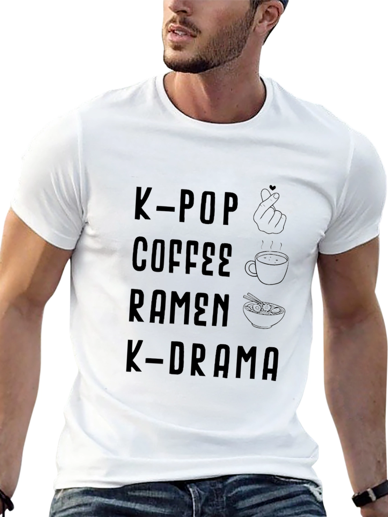 K-Pop Coffee Ramen K-Drama Black Tee