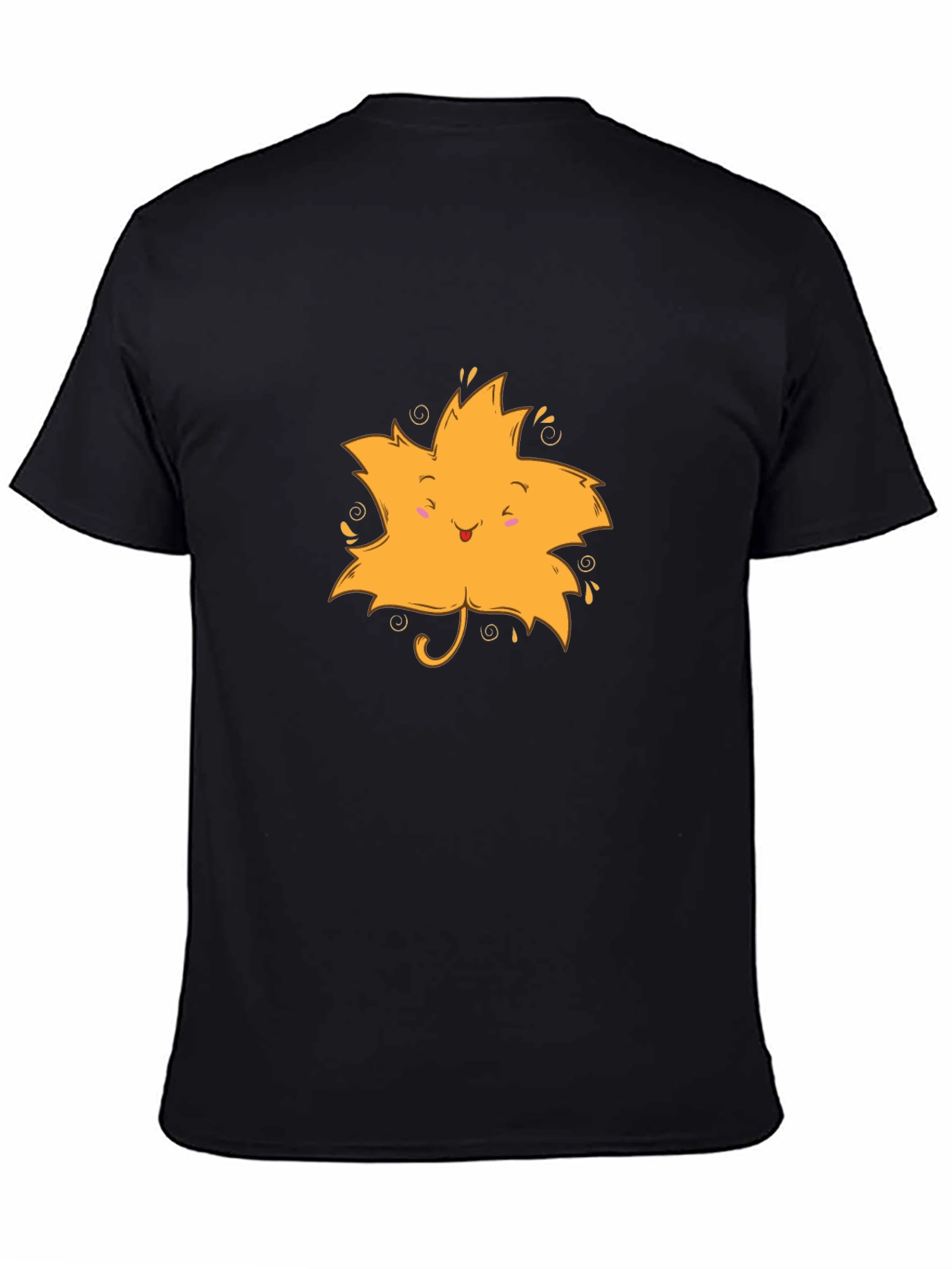 Cute Leaf Graphic Black T-Shirt